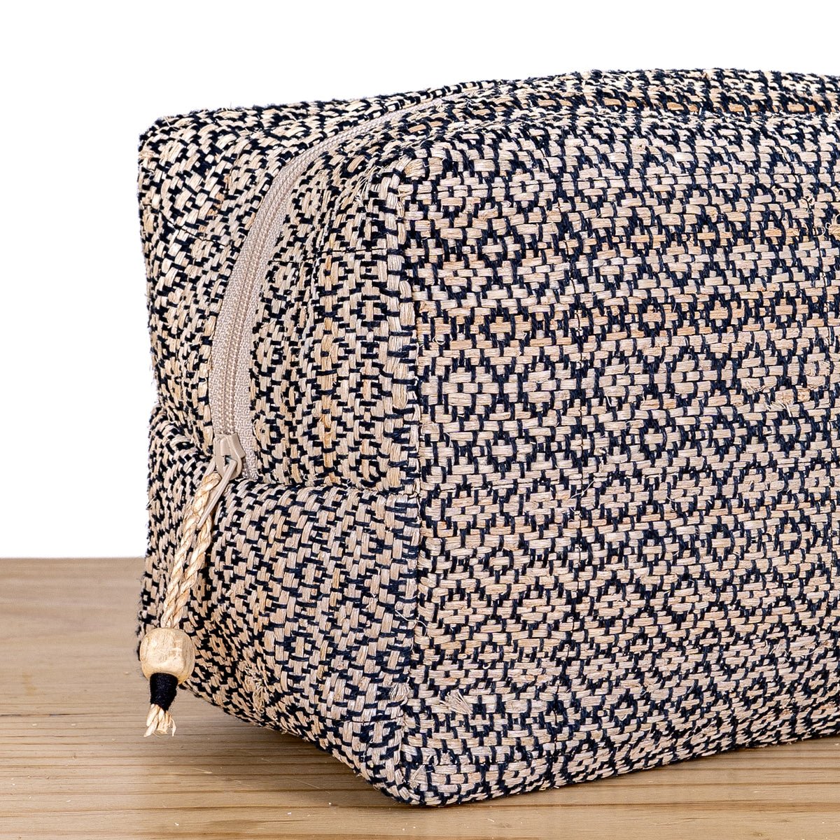 Heera Hand - Woven Wide Printed Pouch | Artisan Travel & Utility Pouch – Travel Accessories on Brown Living™. SKU: S22WHEEWP143-BE. Img 5.