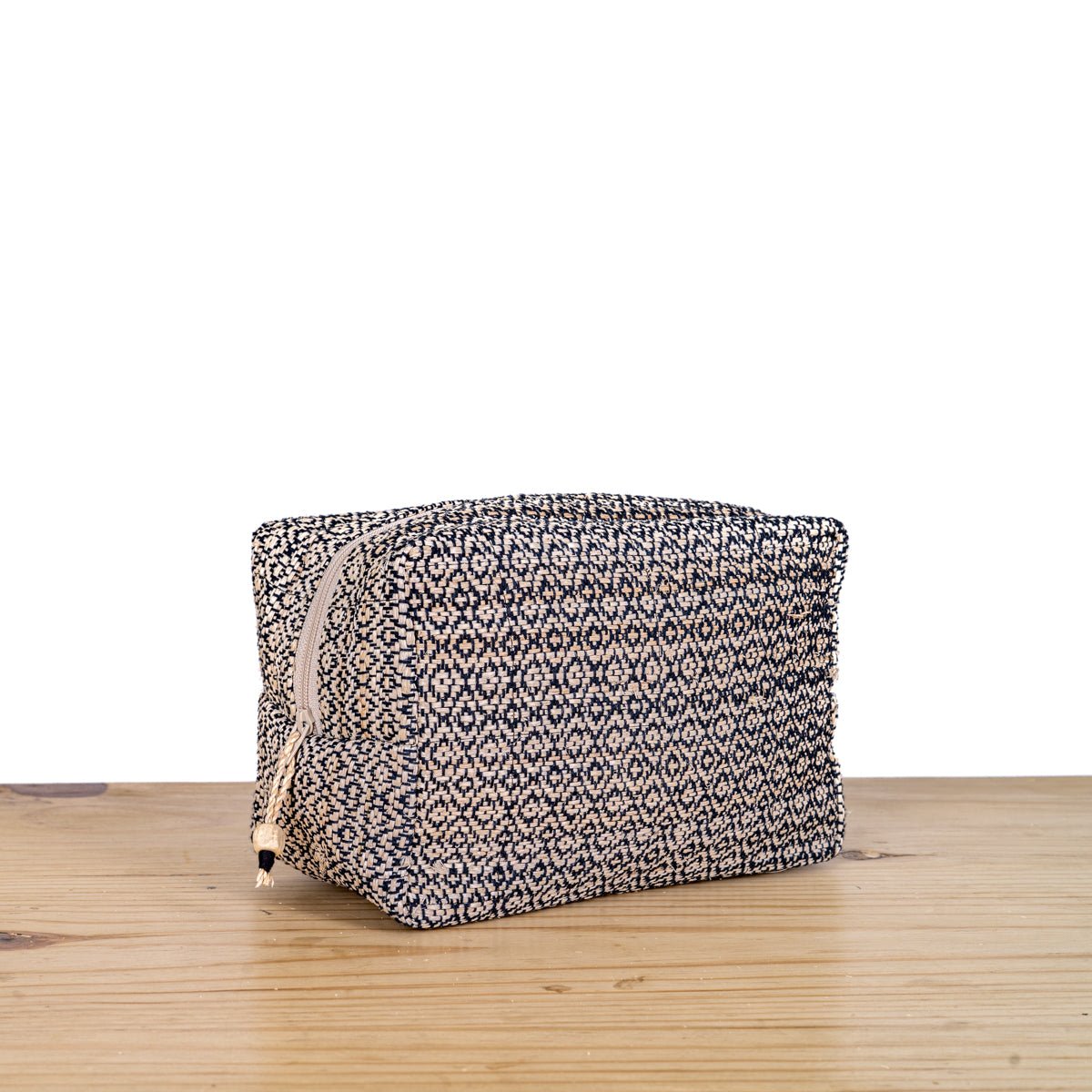 Heera Hand - Woven Wide Printed Pouch | Artisan Travel & Utility Pouch – Travel Accessories on Brown Living™. SKU: S22WHEEWP143-BE. Img 3.