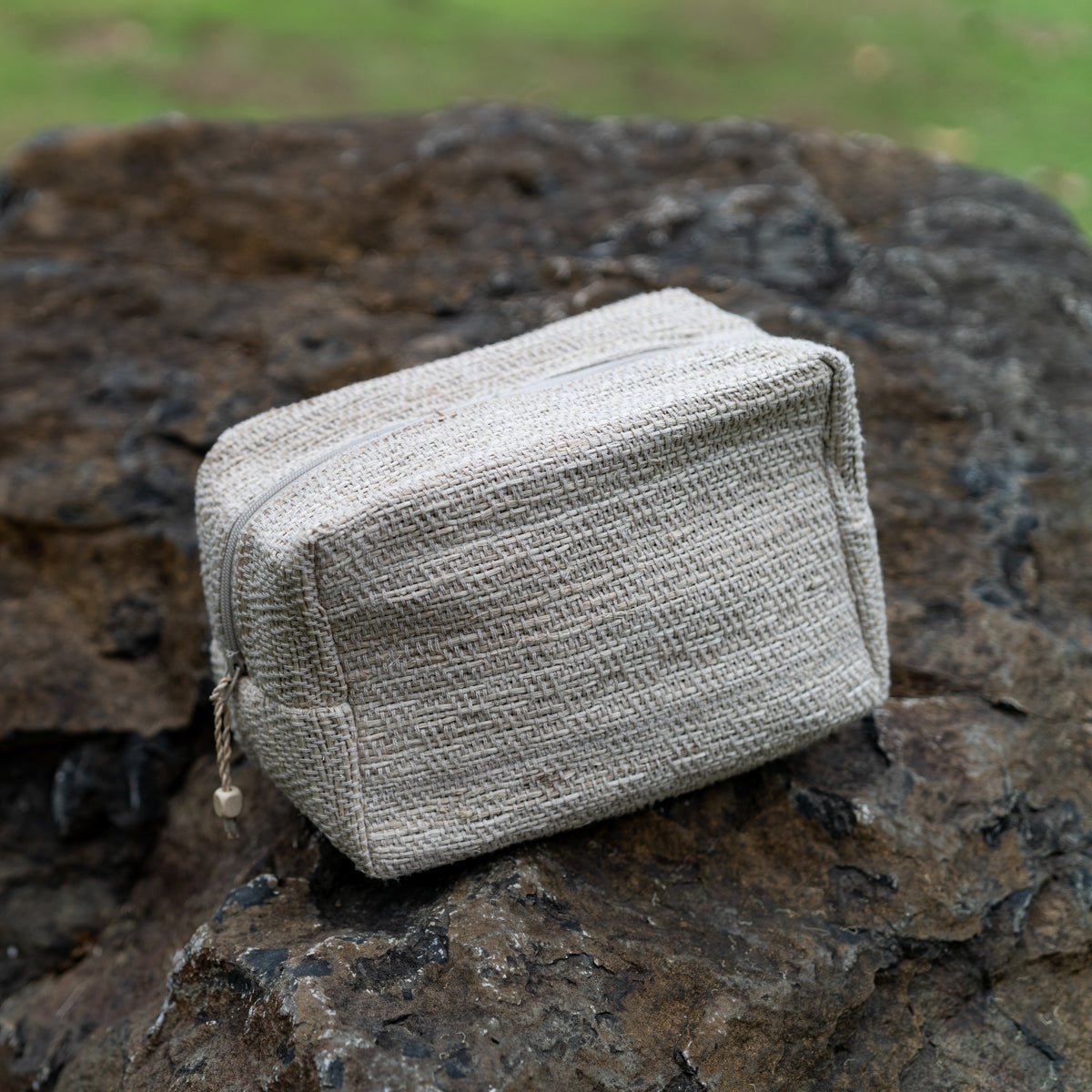 Heera Hand - Woven Wide Printed Pouch | Artisan Travel & Utility Pouch – Travel Accessories on Brown Living™. SKU: S22WHEEWP143-BE. Img 2.