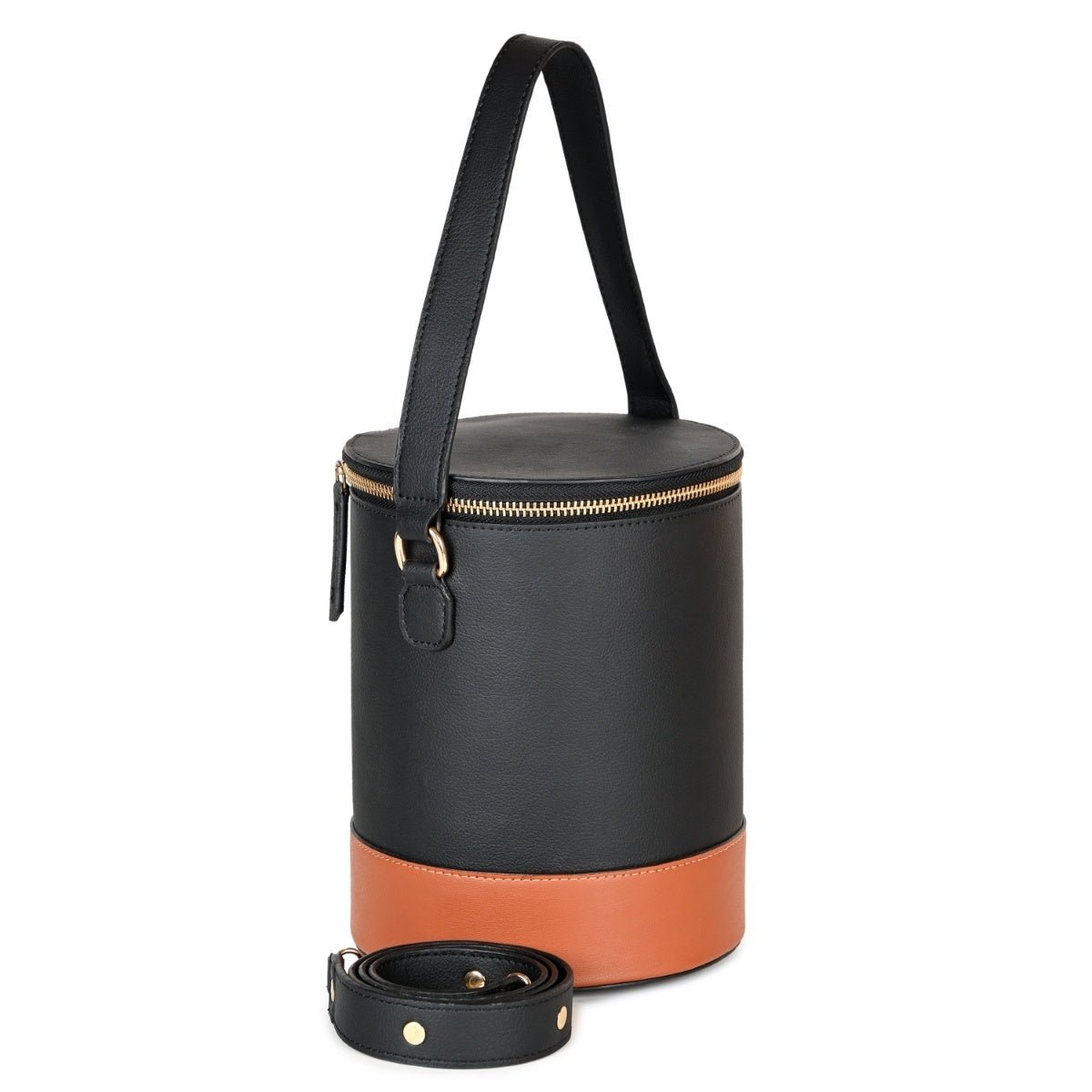 Hemera (Black & Gingerbread) | Women's Bag made with Apple Leather – Womens Handbag on Brown Living™. SKU: BGH 5001. Img 3.