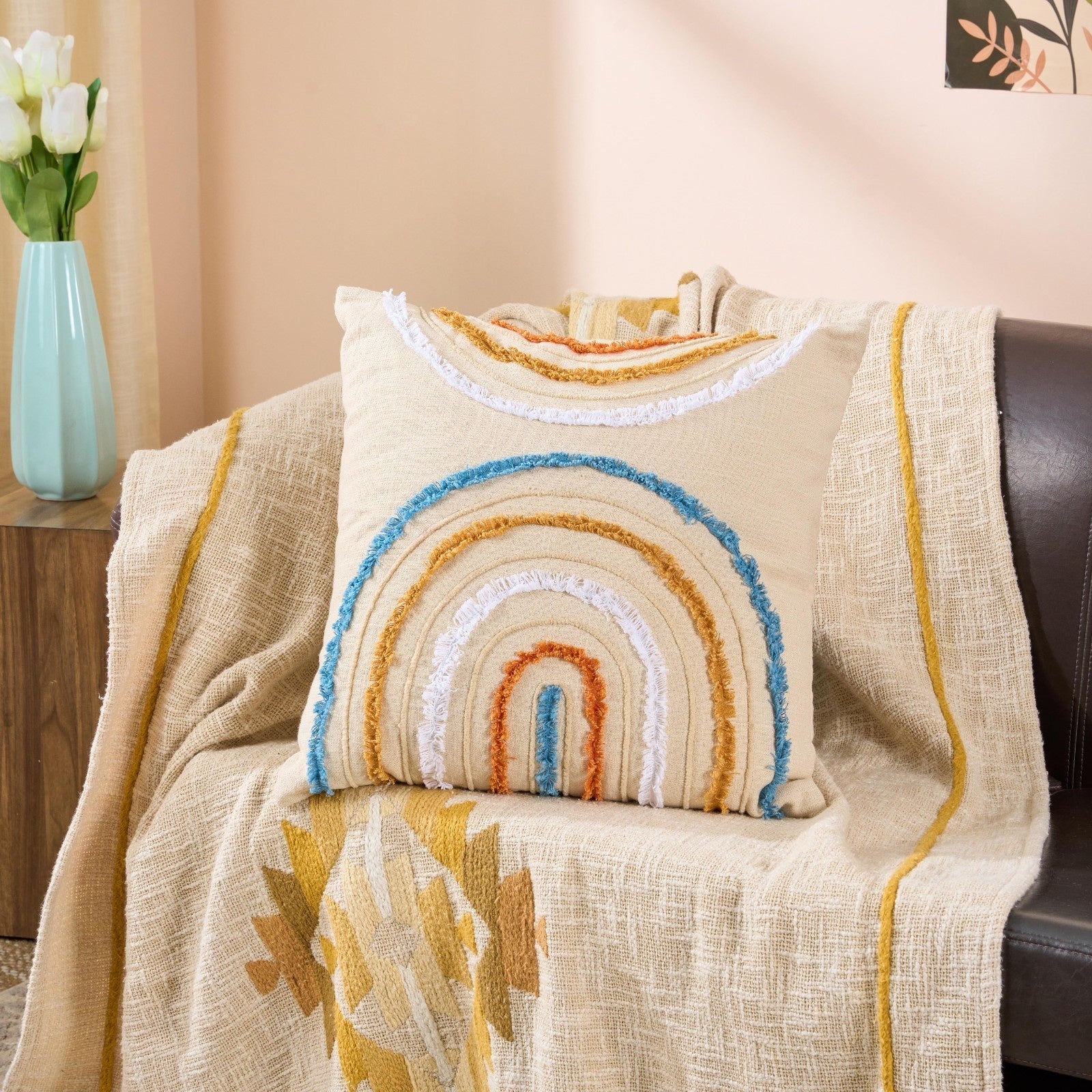 Hemisphere Modern Decor Cushion | Contemporary Accent Cushion – Pillow on Brown Living™. SKU: TEE-25760. Img 1.