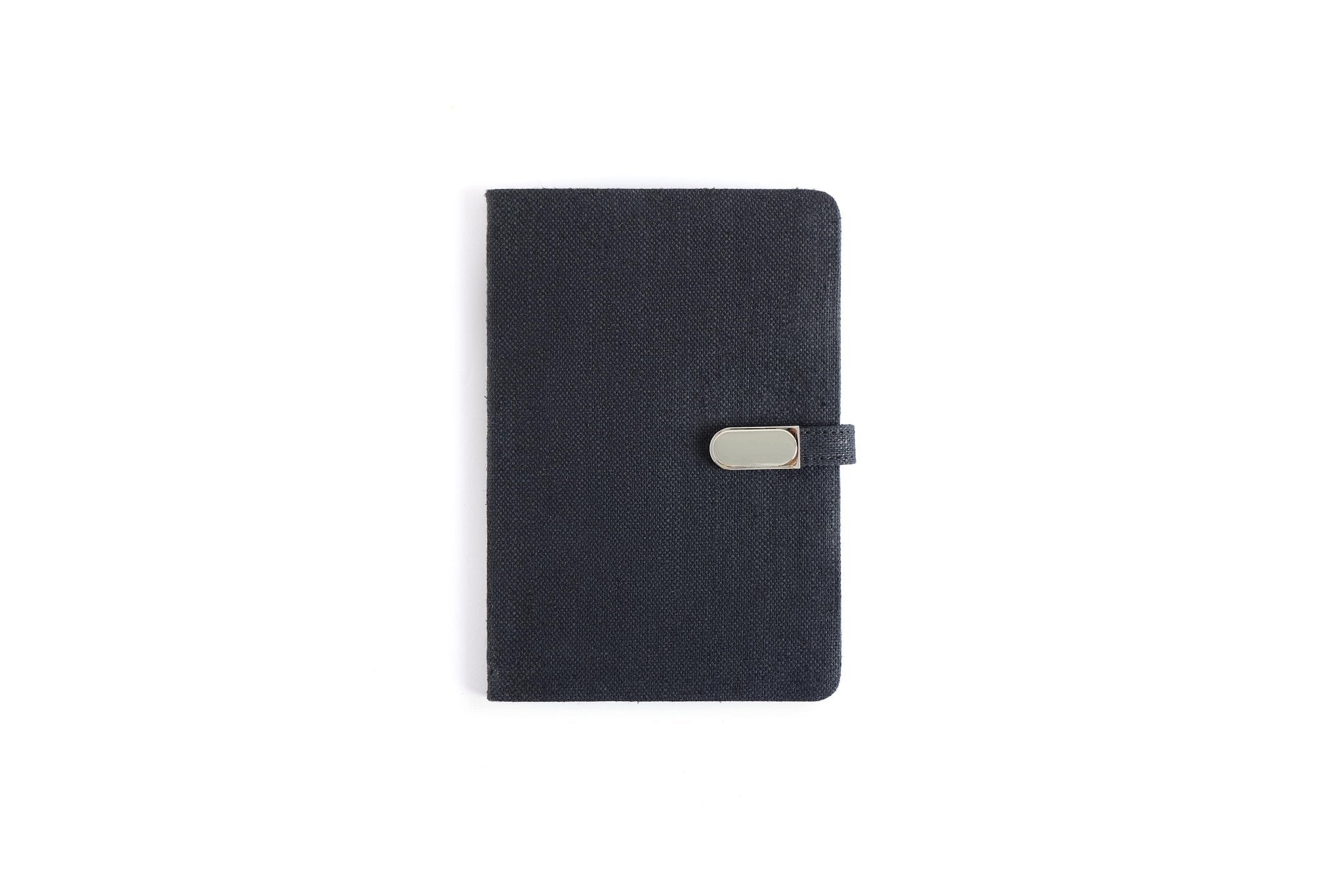 Hemp A5 Diary with Button Flap Closure | Eco - Friendly Handcrafted Note – Notebooks & Notepads on Brown Living™. SKU: GD06-BLACK. Img 1.