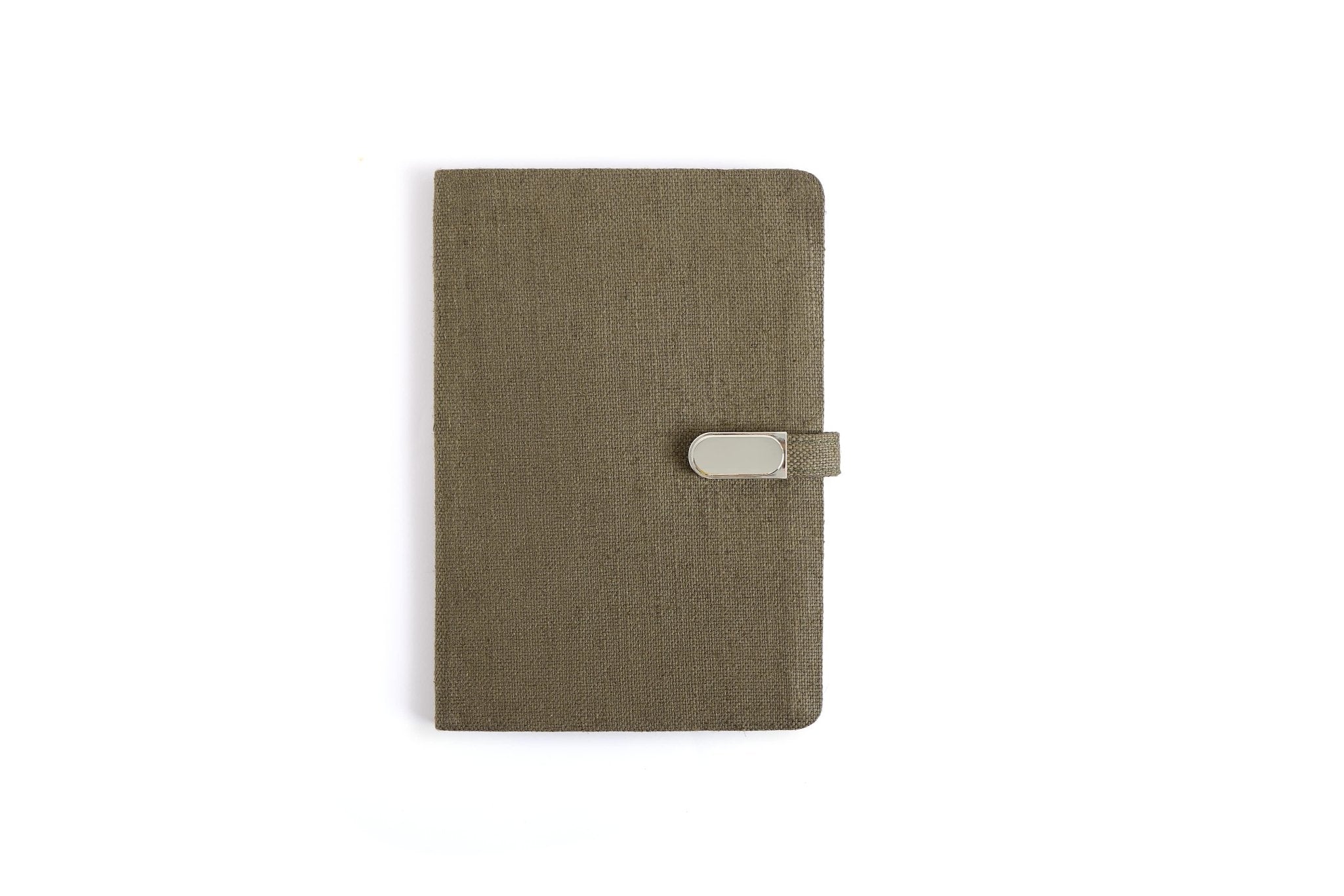 Hemp A5 Diary with Button Flap Closure | Eco - Friendly Handcrafted Note – Notebooks & Notepads on Brown Living™. SKU: GD06-OLIVE. Img 9.