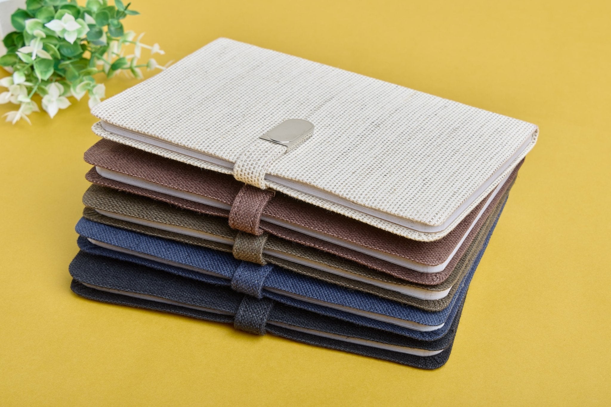 Hemp A5 Diary with Button Flap Closure | Eco - Friendly Handcrafted Note – Notebooks & Notepads on Brown Living™. SKU: GD06-OLIVE. Img 11.