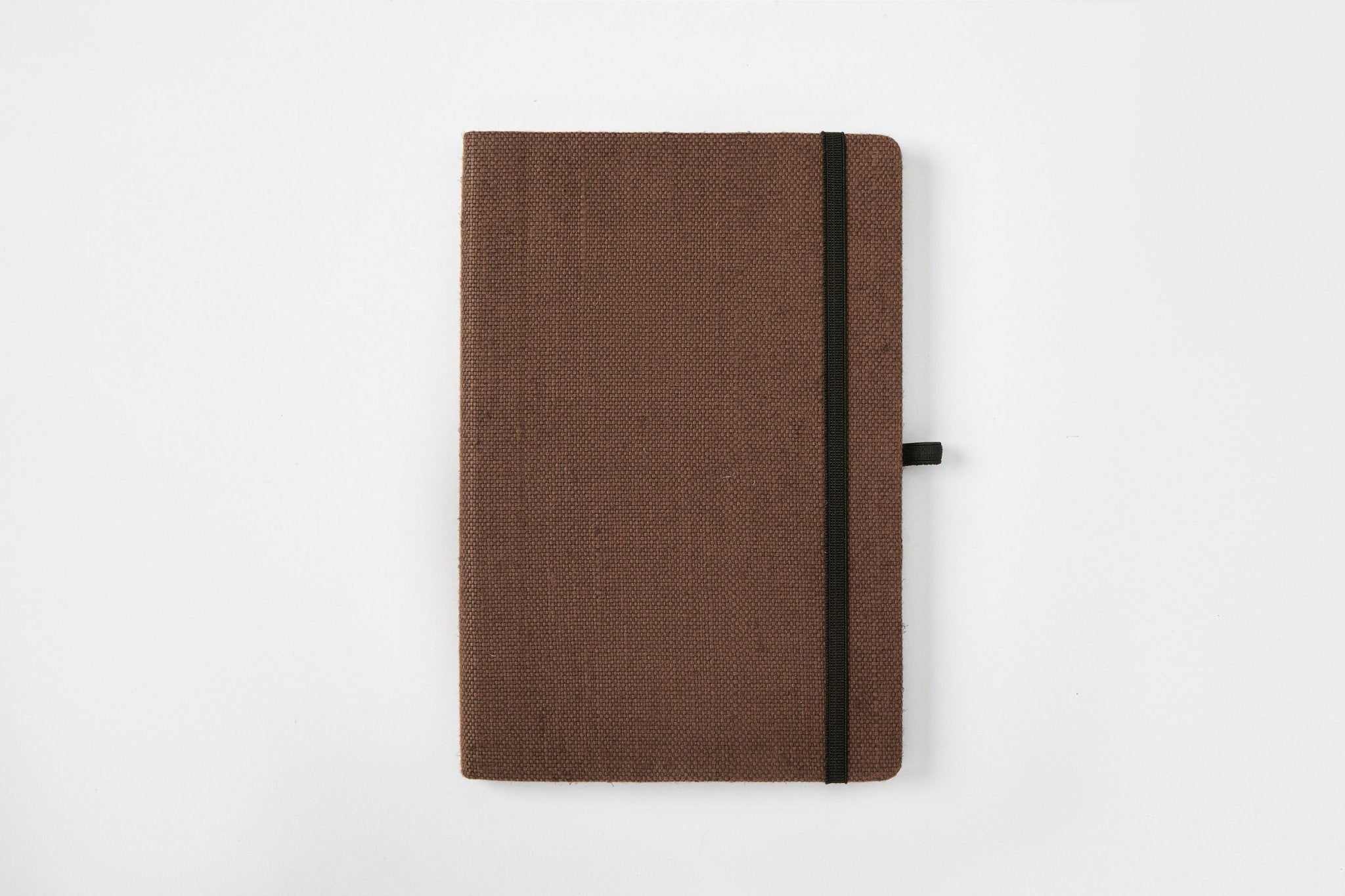 Hemp A5 Notebook Diary with Elastic Lock & Pen Loop – Notebooks & Notepads on Brown Living™. SKU: GD05-BROWN. Img 2.