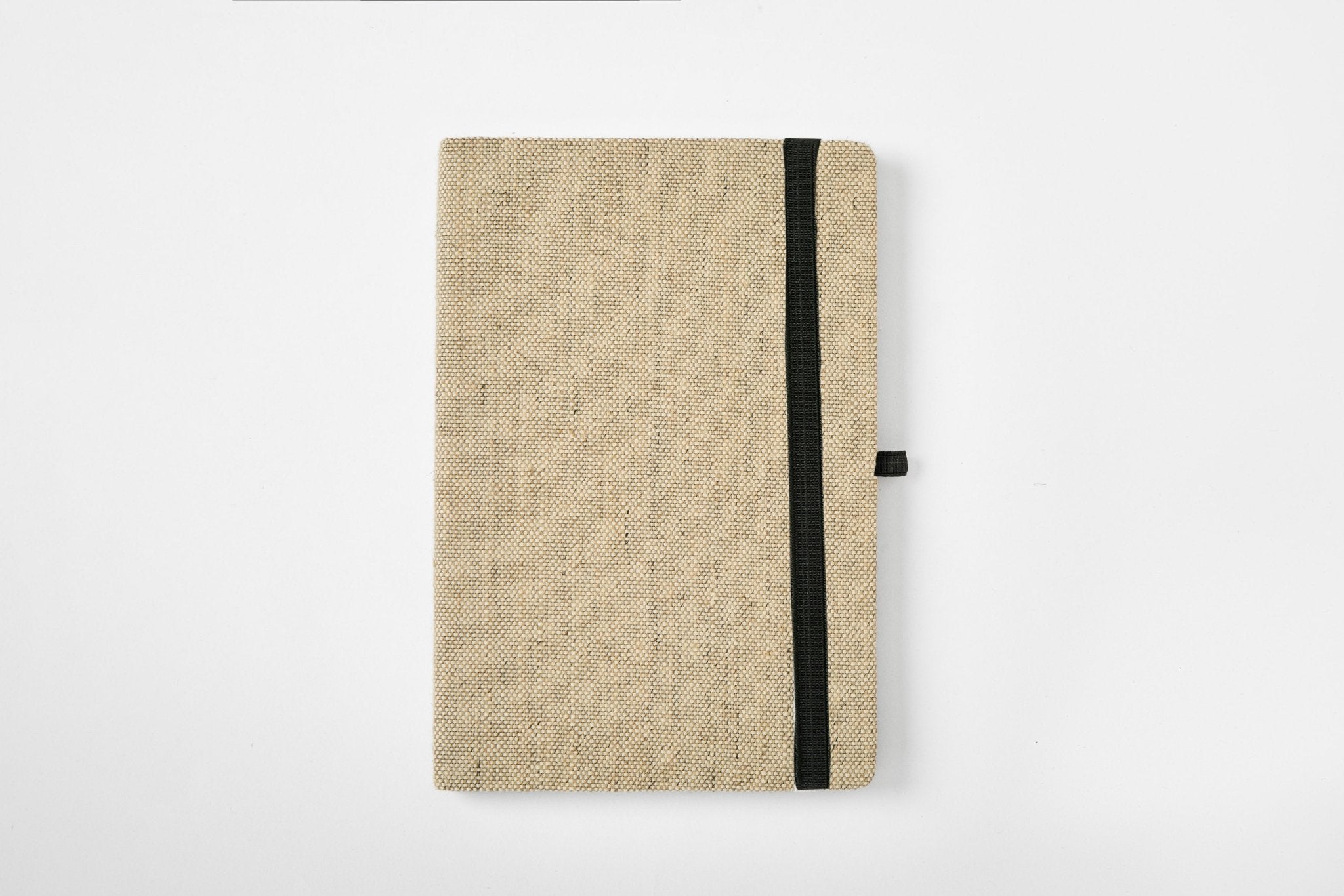 Hemp A5 Notebook Diary with Elastic Lock & Pen Loop – Notebooks & Notepads on Brown Living™. SKU: GD05-NATURAL. Img 1.