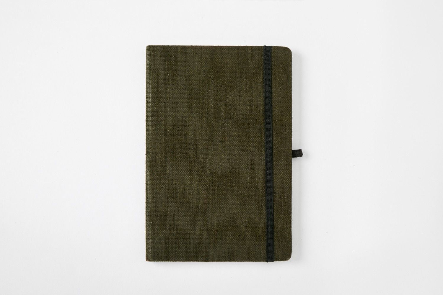 Hemp A5 Notebook Diary with Elastic Lock & Pen Loop – Notebooks & Notepads on Brown Living™. SKU: GD05-OLIVE. Img 10.