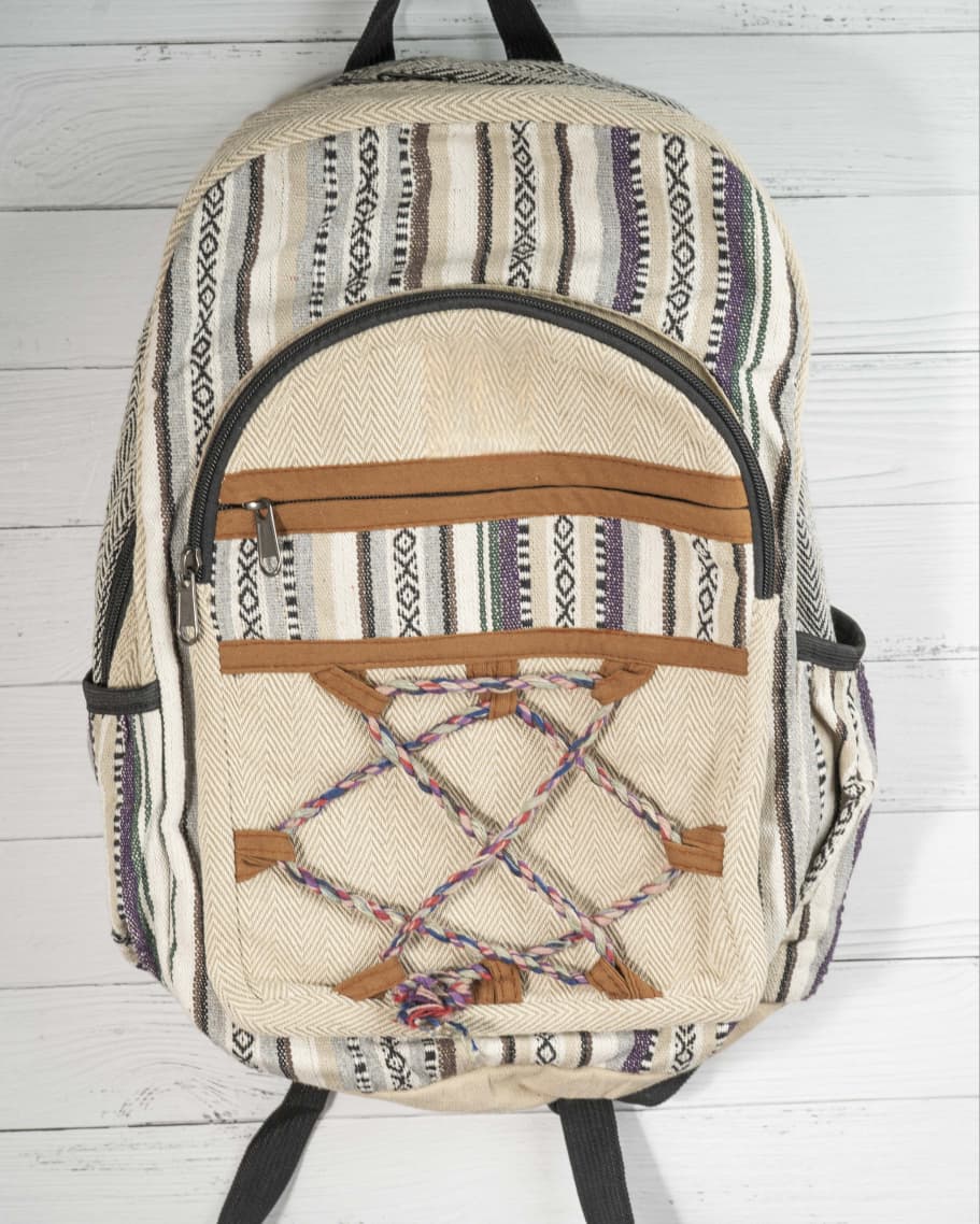 Hemp Backpack | Eco Friendly Durable Travel Bag – Backpacks on Brown Living™. SKU: ANTHBPLAG. Img 3.