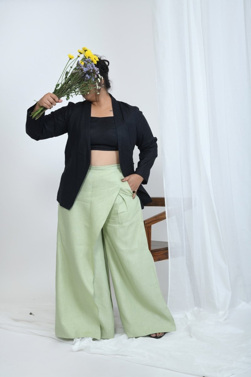Hemp Crop Blazer For Officewear And Modern Dressing – Womens Jacket by Pravaah India available on Brown Living™. S Peach. SKU: PRA24CL2PS. Img 6.