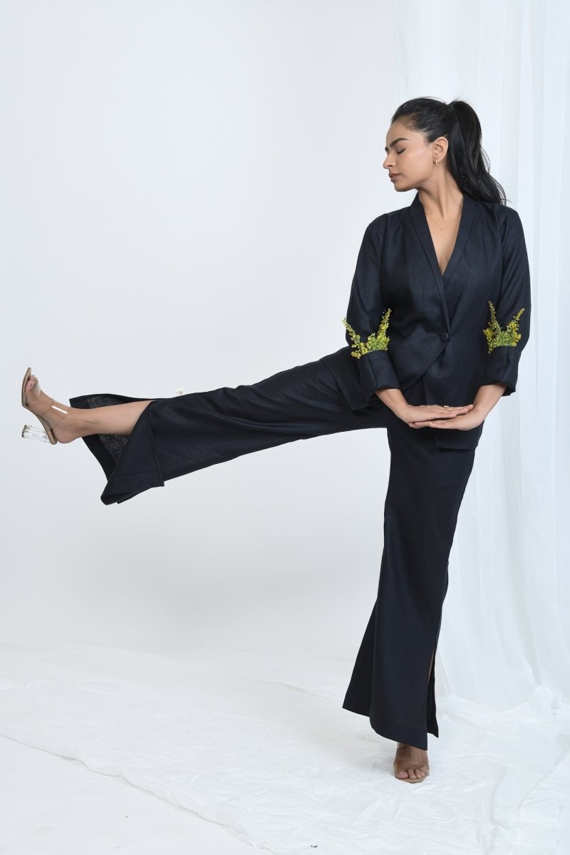 Hemp Crop Blazer For Officewear And Modern Dressing – Womens Jacket by Pravaah India available on Brown Living™. S Peach. SKU: PRA24CL2PS. Img 7.