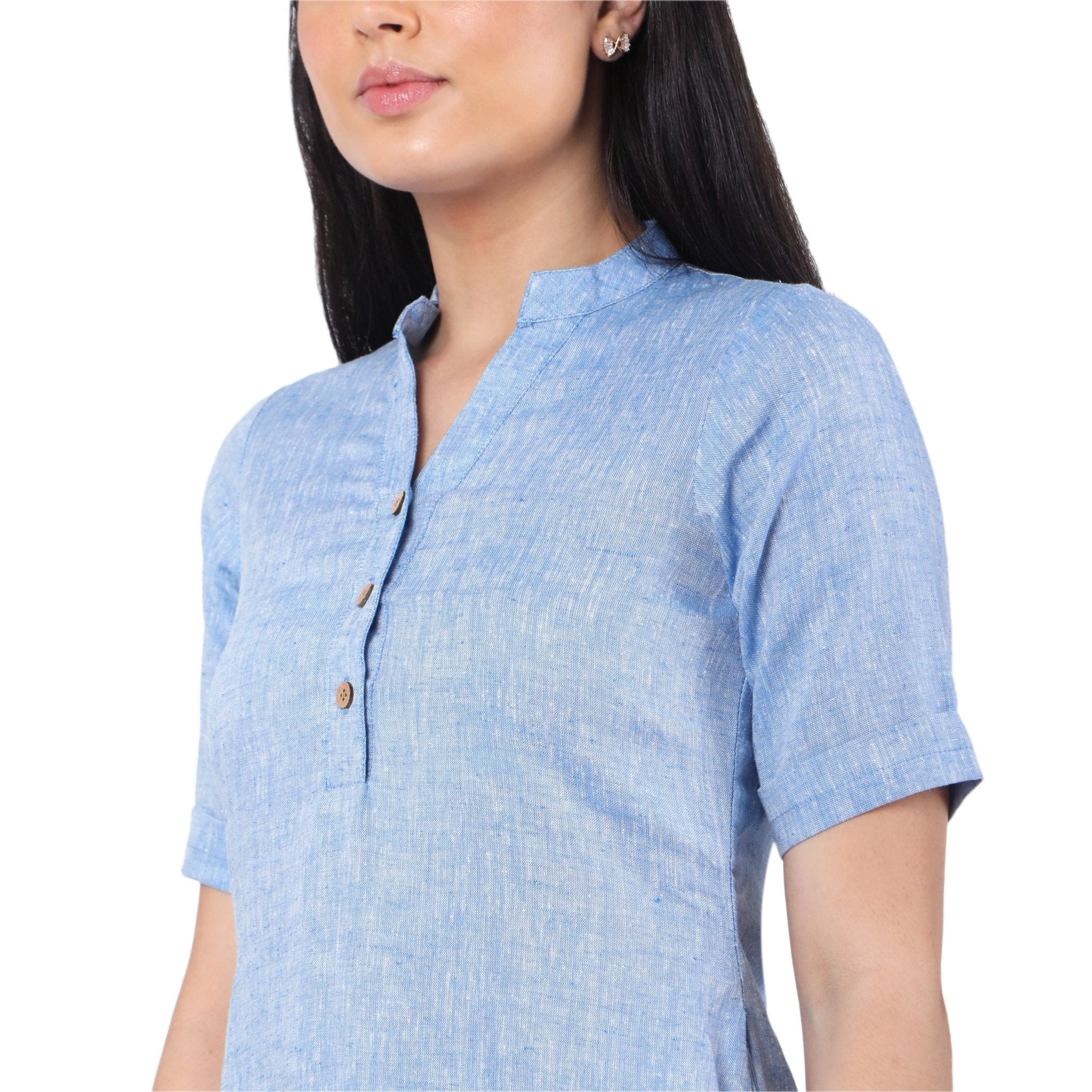 Hemp Denim Blue Dress – Womens Dress on Brown Living™. SKU: GD02-SKYBLUE-S. Img 5.