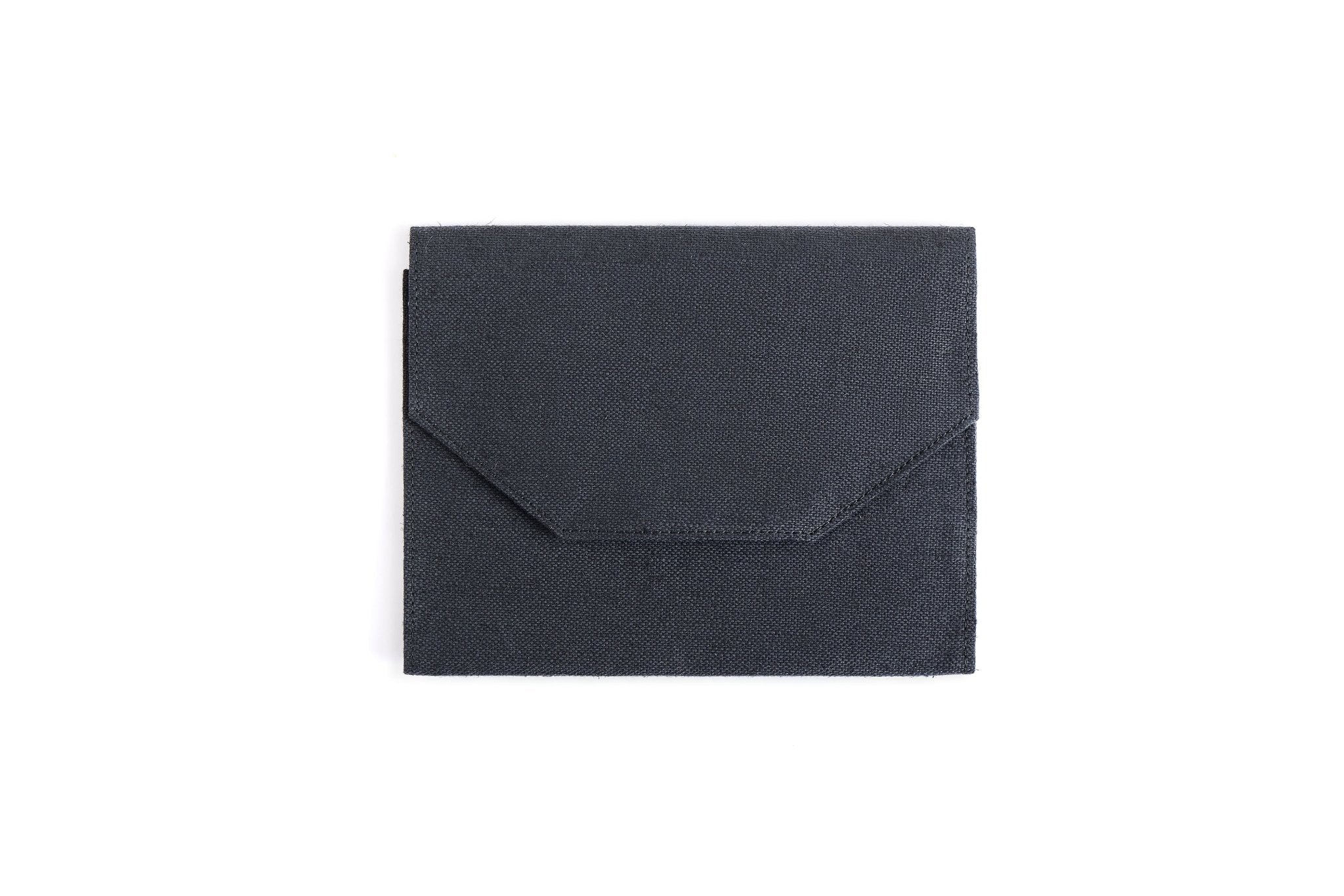 Hemp Diary Organiser | Handcrafted Hemp Fabric Notebook Holder – Organizers on Brown Living™. SKU: GDO01-BLACK. Img 1.
