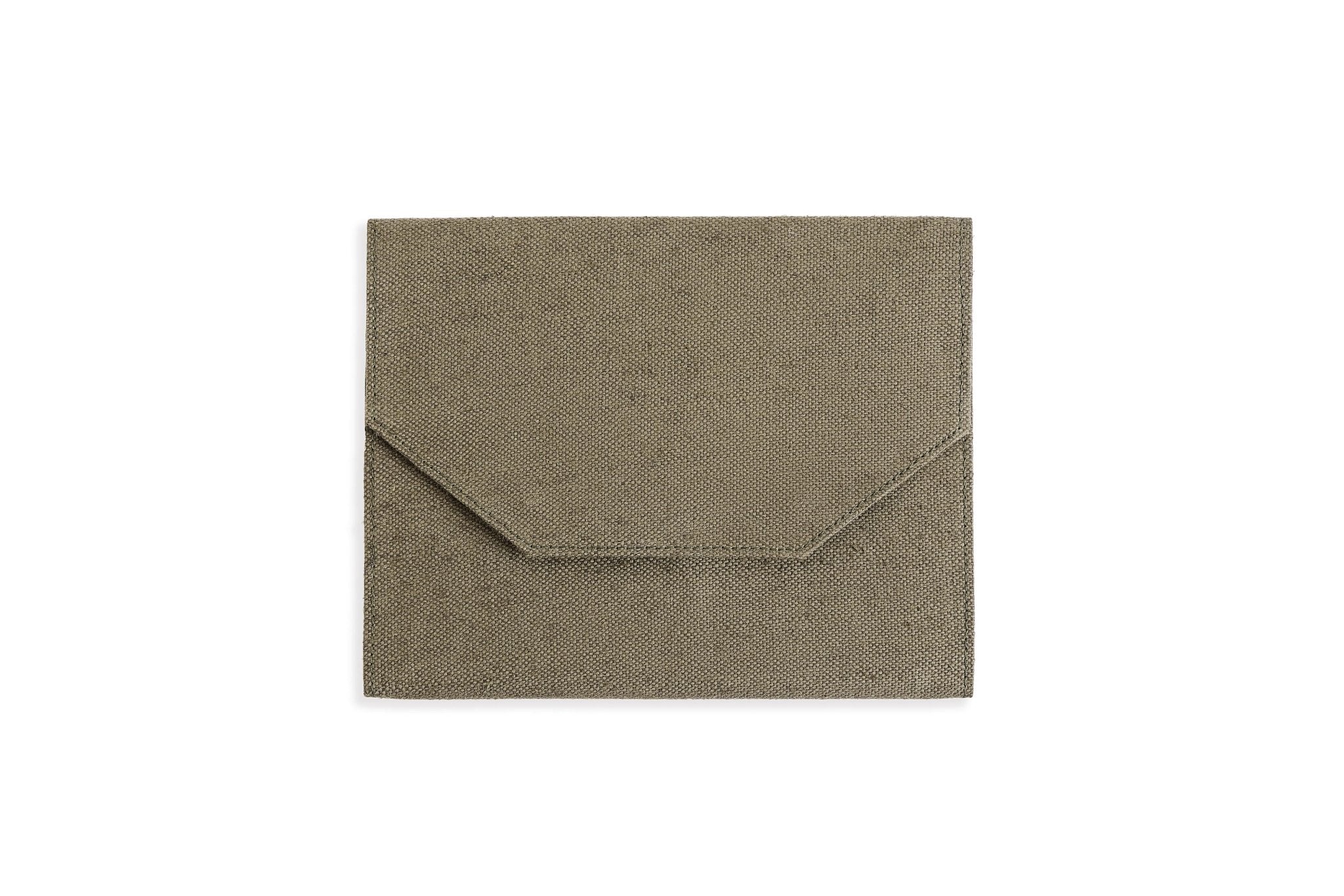 Hemp Diary Organiser | Handcrafted Hemp Fabric Notebook Holder – Organizers on Brown Living™. SKU: GDO01-OLIVE. Img 3.
