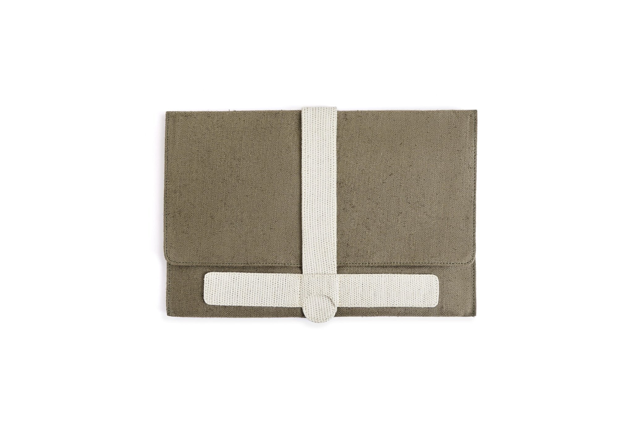 Hemp Laptop Sleeve Organiser | Eco - Friendly & Stylish Work Essential – Organizers & Planners on Brown Living™. SKU: GLS04-OLIVE. Img 5.