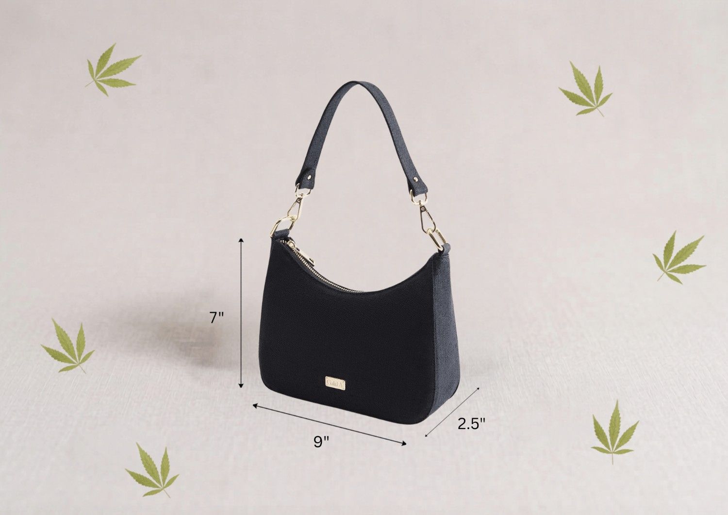 Hemp Lunar Shoulder Sling Bag | Eco - Friendly Everyday Crossbody – Bags on Brown Living™. SKU: GSB02-BLACK. Img 9.
