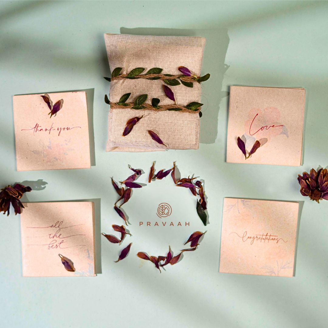 Hemp Paper Gift Cards | Set 5 Envelopes | Uttarakhand, Samudra & Pushp – Greeting & Note Cards by Pravaah India available on Brown Living™. Uttarakhand Gift Cards Set . SKU: PRA23ST02GC. Img 12.