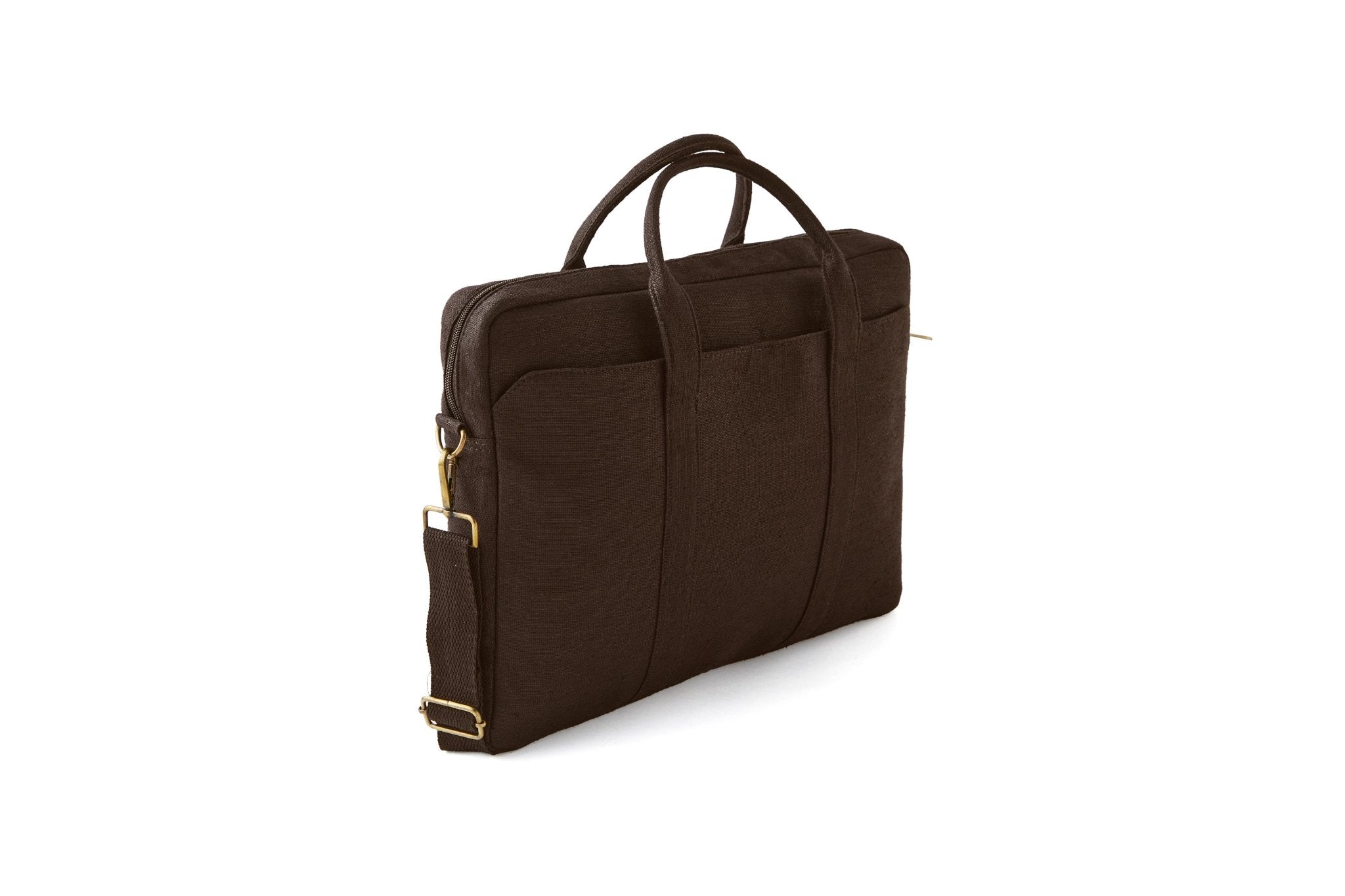 Hemp Solid Laptop Bag | Eco - Friendly & Durable Work Companion – Laptop Sleeve on Brown Living™. SKU: GLB02-BROWN. Img 12.