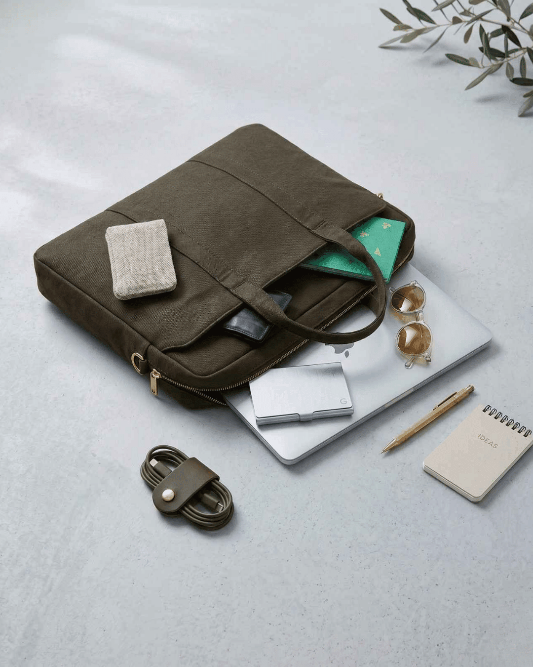 Hemp Solid Laptop Bag | Eco - Friendly & Durable Work Companion – Laptop Sleeve on Brown Living™. SKU: GLB02-BROWN. Img 18.