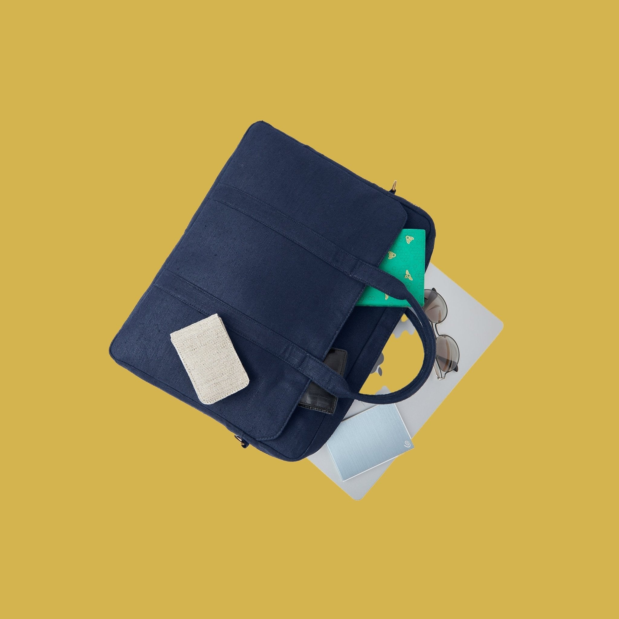 Hemp Solid Laptop Bag | Eco - Friendly & Durable Work Companion – Laptop Sleeve on Brown Living™. SKU: GLB02-BROWN. Img 15.