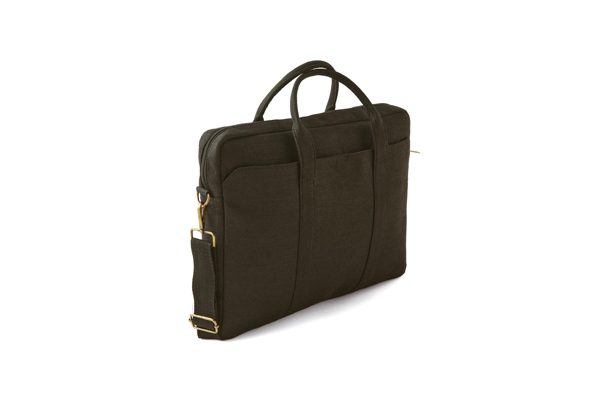 Hemp Solid Laptop Bag | Eco - Friendly & Durable Work Companion – Laptop Sleeve on Brown Living™. SKU: GLB02-OLIVE. Img 8.