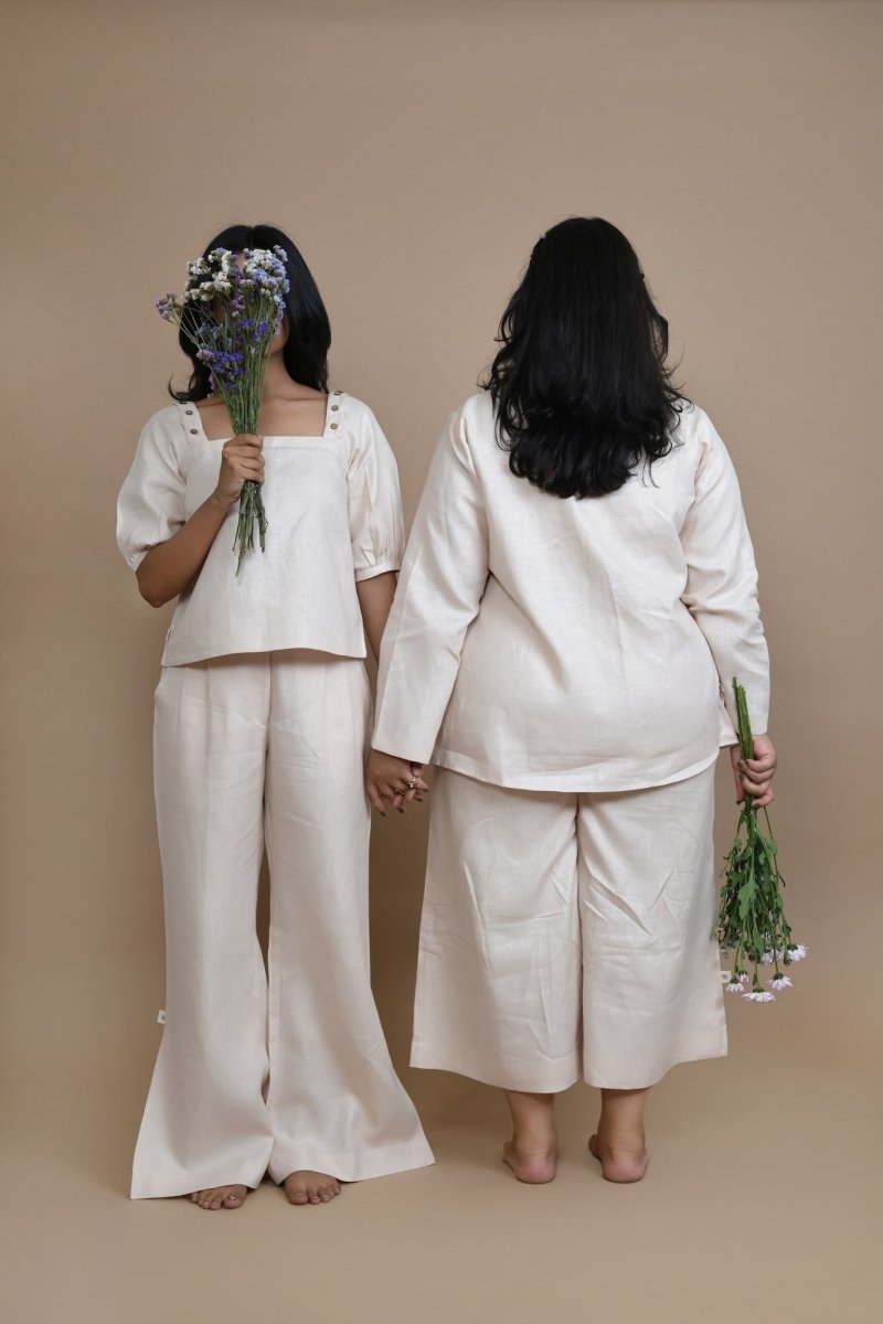 Hemp Wide Leg Pants With Side Zip With Pockets – Womens Pants by Pravaah India available on Brown Living™. Xs Blurberry. SKU: PRA24CL5IXS. Img 14.