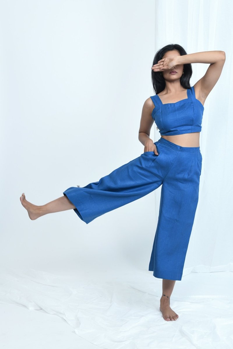 Hemp Wide Leg Pants With Side Zip With Pockets – Womens Pants by Pravaah India available on Brown Living™. Xs Blurberry. SKU: PRA24CL5IXS. Img 11.