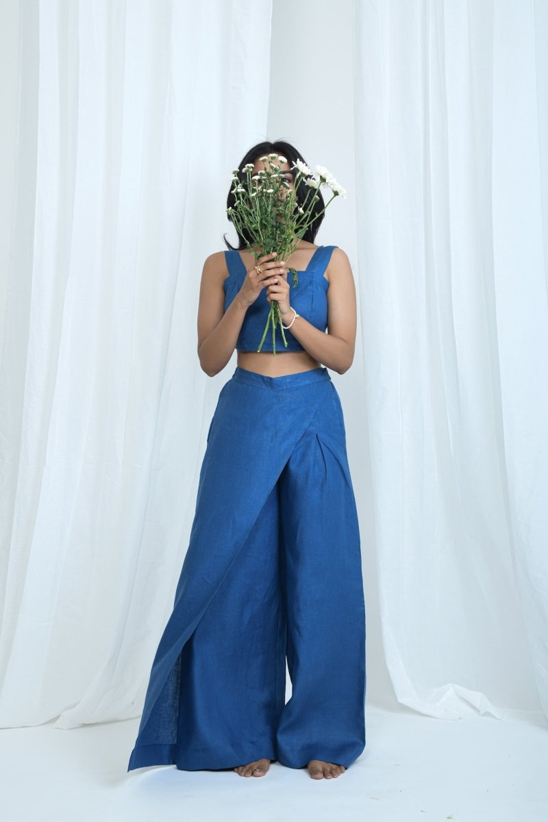 Hemp Wrap Pants with a Modern Silhouette – Womens Pants by Pravaah India available on Brown Living™. Xs Blurberry. SKU: PRA24CL6IXS. Img 4.