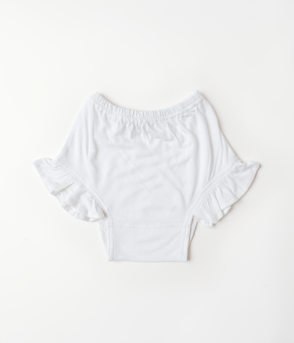 Herb Dyed Baby Shorts With Ruffle Details – Kids Daywear Sets on Brown Living™. SKU: SB03006. Img 2.