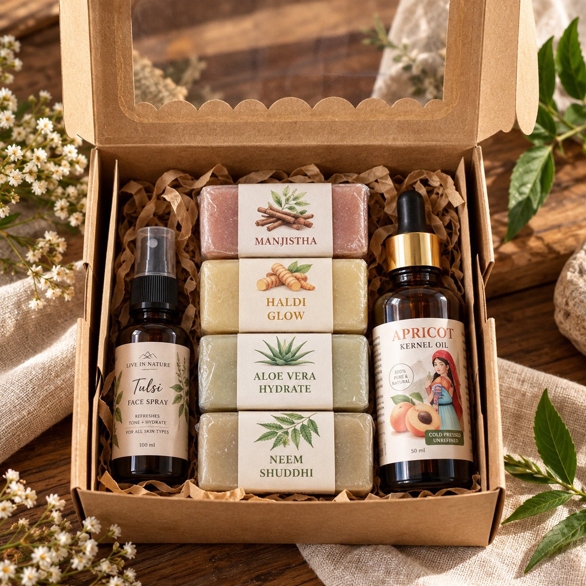 Herbal Ritual Box – Natural Care Essentials – Gift Hampers on Brown Living™. SKU: LN-GIFT-HRB-01. Img 1.