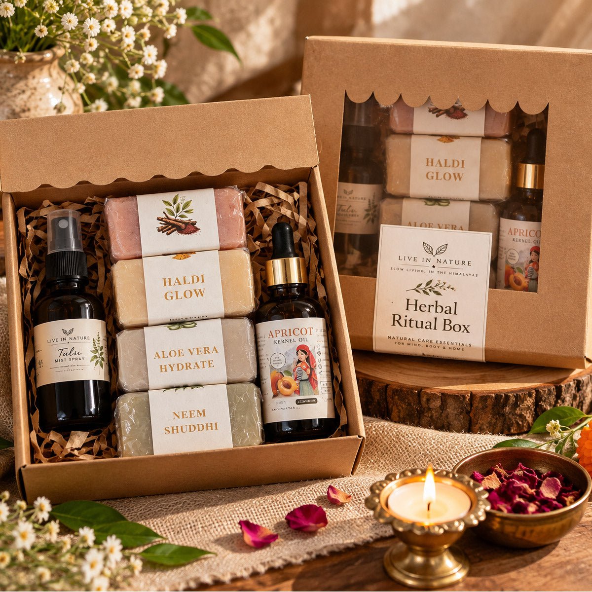 Herbal Ritual Box – Natural Care Essentials – Gift Hampers on Brown Living™. SKU: LN-GIFT-HRB-01. Img 2.