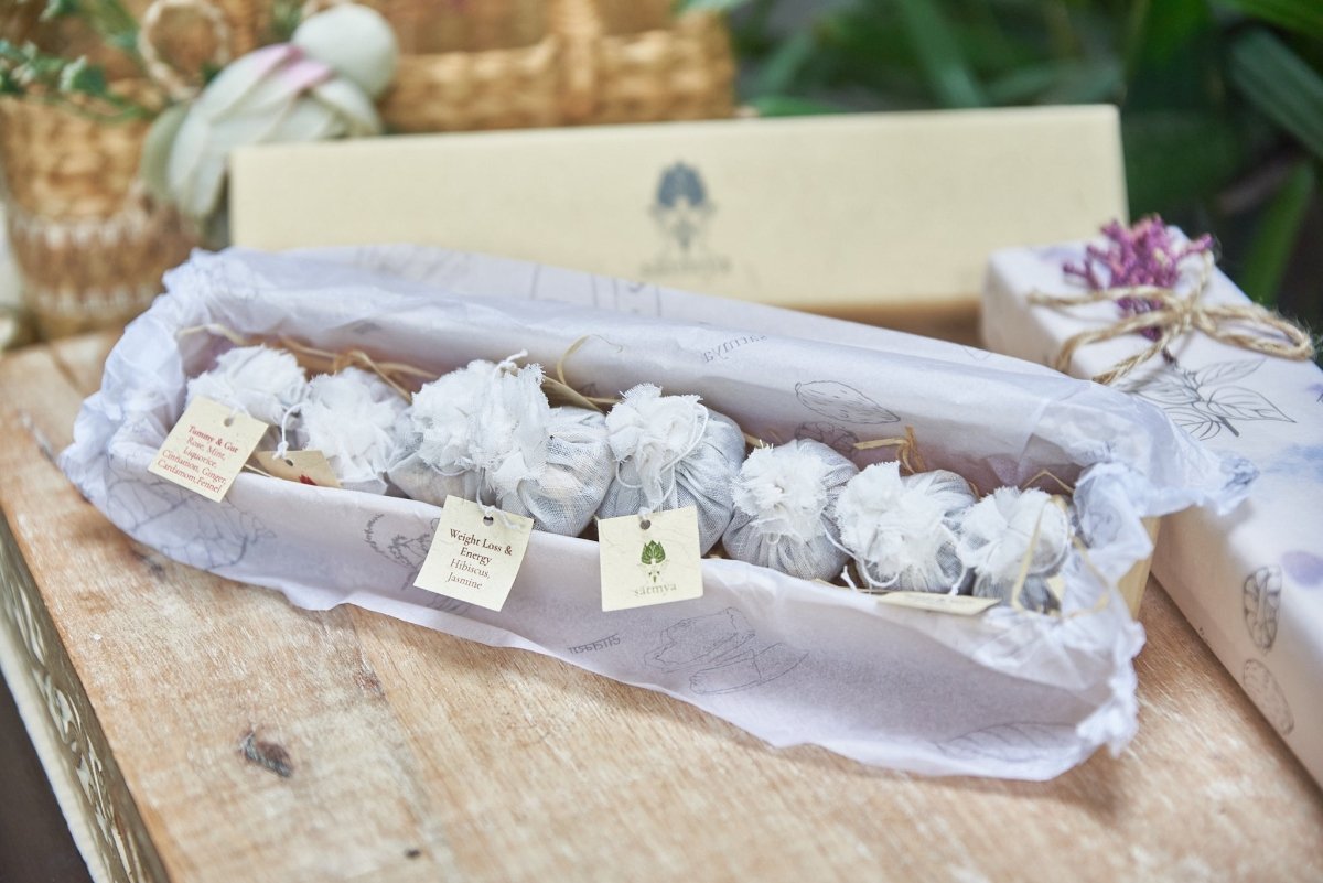Herbal Tea Gift Box - Finest Selection Of Ayurvedic Teas – Gift Giving by Sātmya available on Brown Living™. . SKU: herba_24gms5487. Img 6.