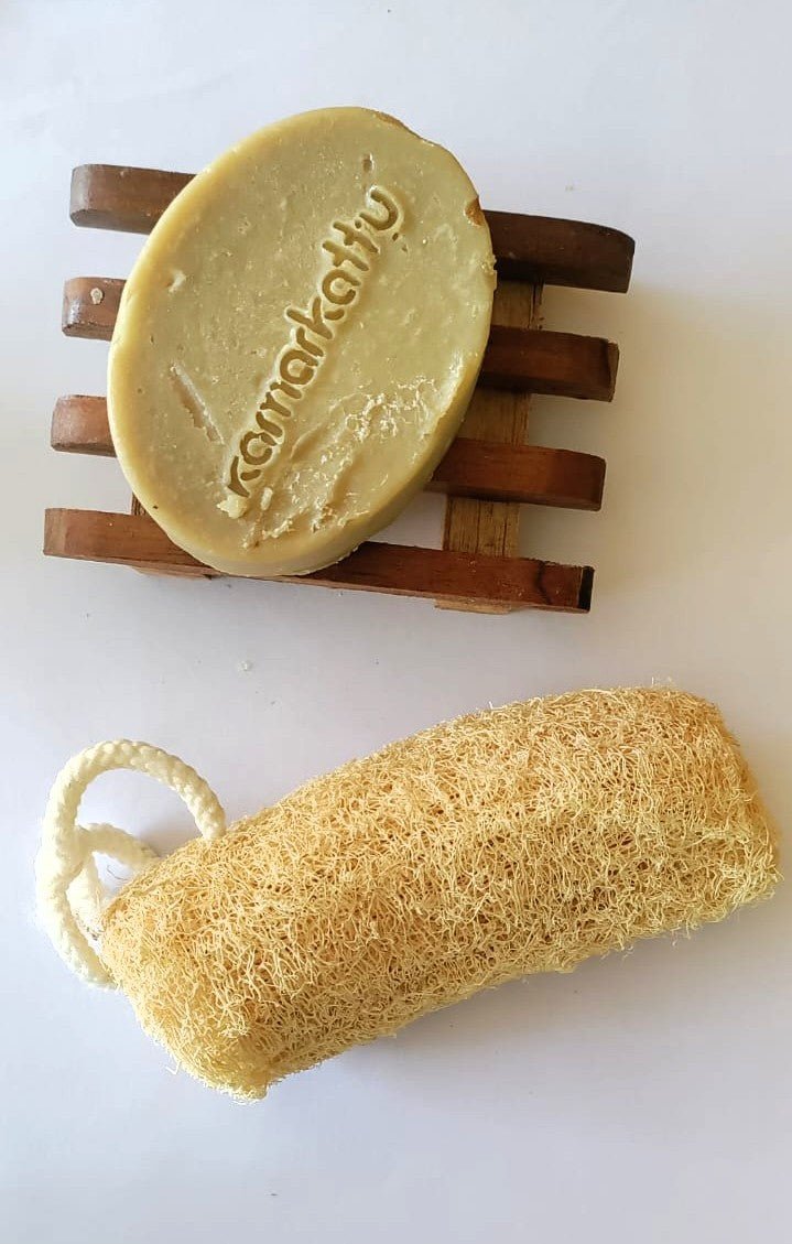 Herbs packed bath soaps - Handmade: Pack of 3 – Body Soap by Kamarkattu Ecostore available on Brown Living™. Neem Aloevera - Pack Of 3 With Loofah. SKU: nas3withall. Img 12.