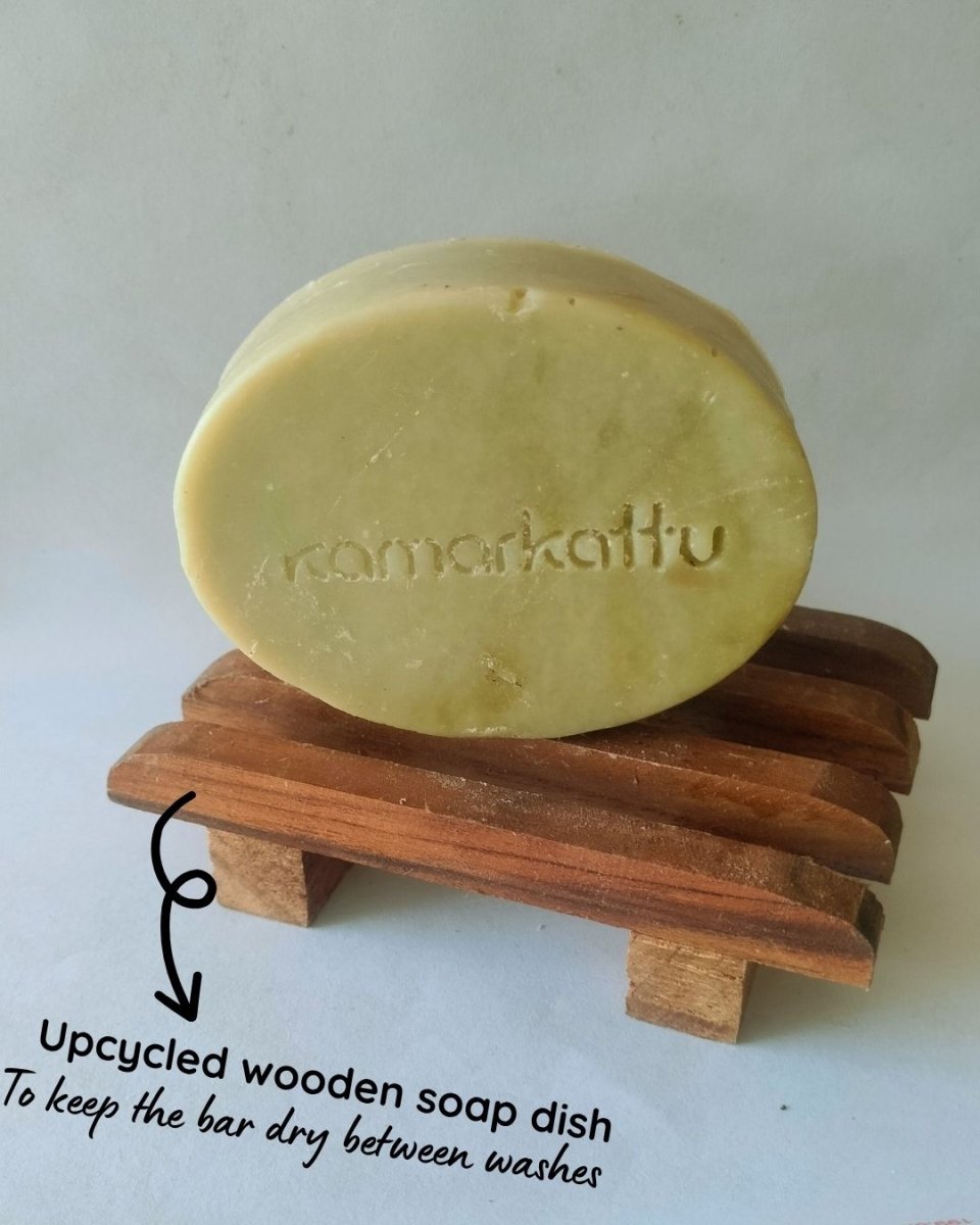 Herbs packed bath soaps - Handmade: Pack of 3 – Body Soap by Kamarkattu Ecostore available on Brown Living™. Neem Aloevera - Pack Of 3 Without Loofah. SKU: nas3withdish. Img 7.