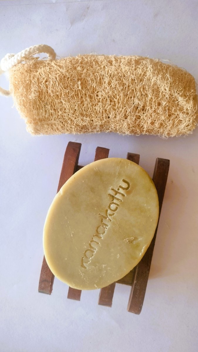 Herbs packed bath soaps - Handmade: Pack of 3 – Body Soap by Kamarkattu Ecostore available on Brown Living™. Tulasi - Pack Of 3 Without Loofah. SKU: tus3withdish. Img 10.