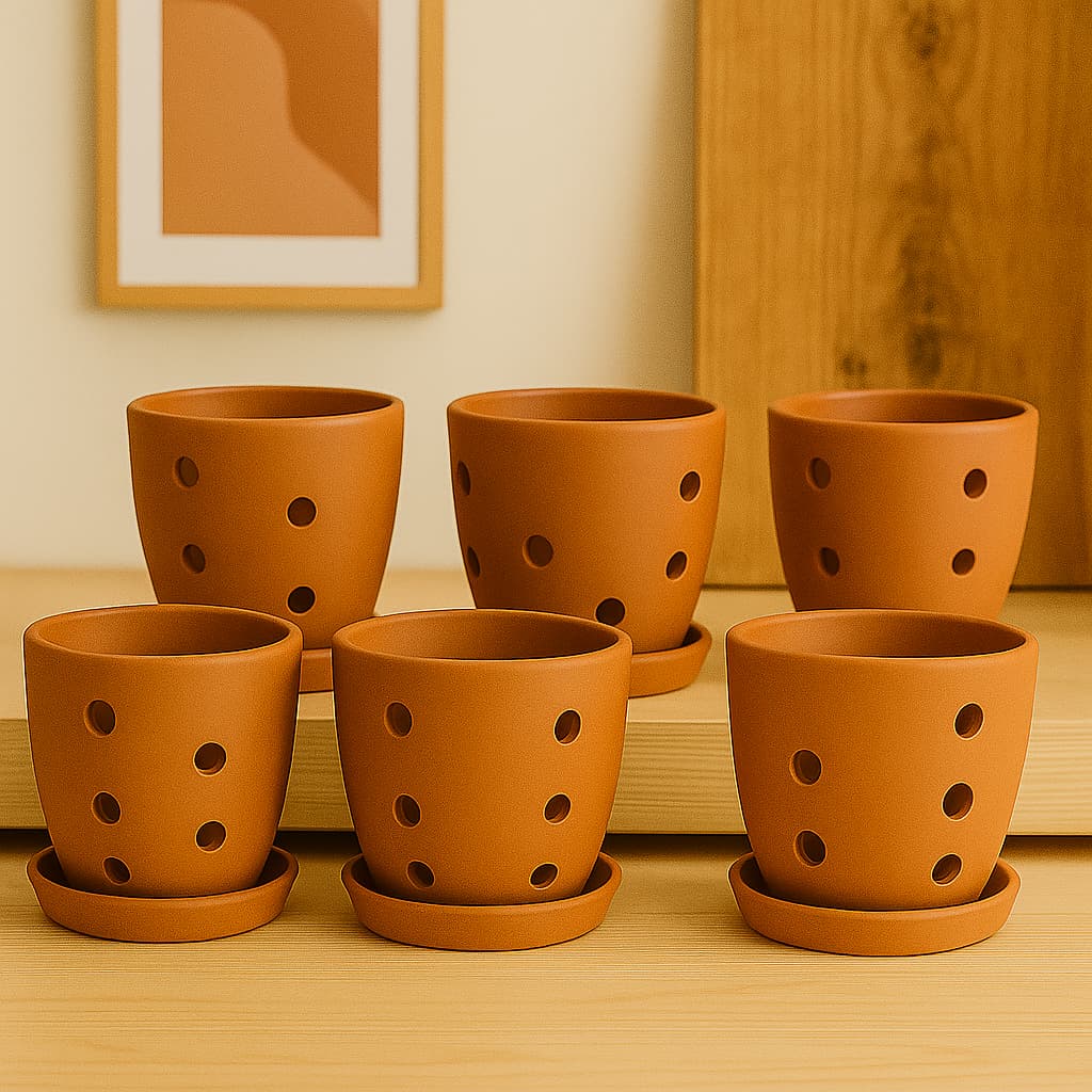 Hexagonal Orchid Planter 4 Inch | Indoor Decorative Pot – Home & Garden on Brown Living™. SKU: PL21-6C. Img 9.