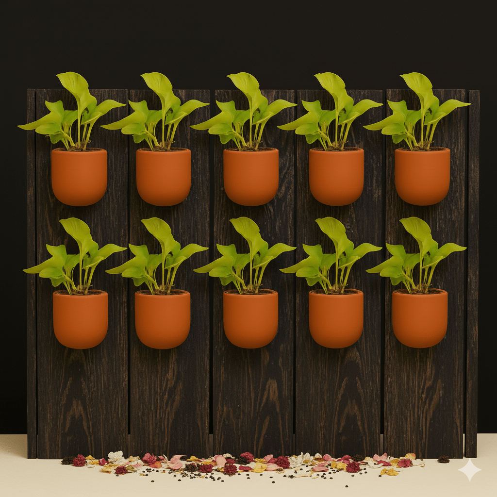 Hexane 4 Inch Terracotta Wall Planter | Hanging Wall Pot – Home & Garden on Brown Living™. SKU: PL26-6. Img 12.