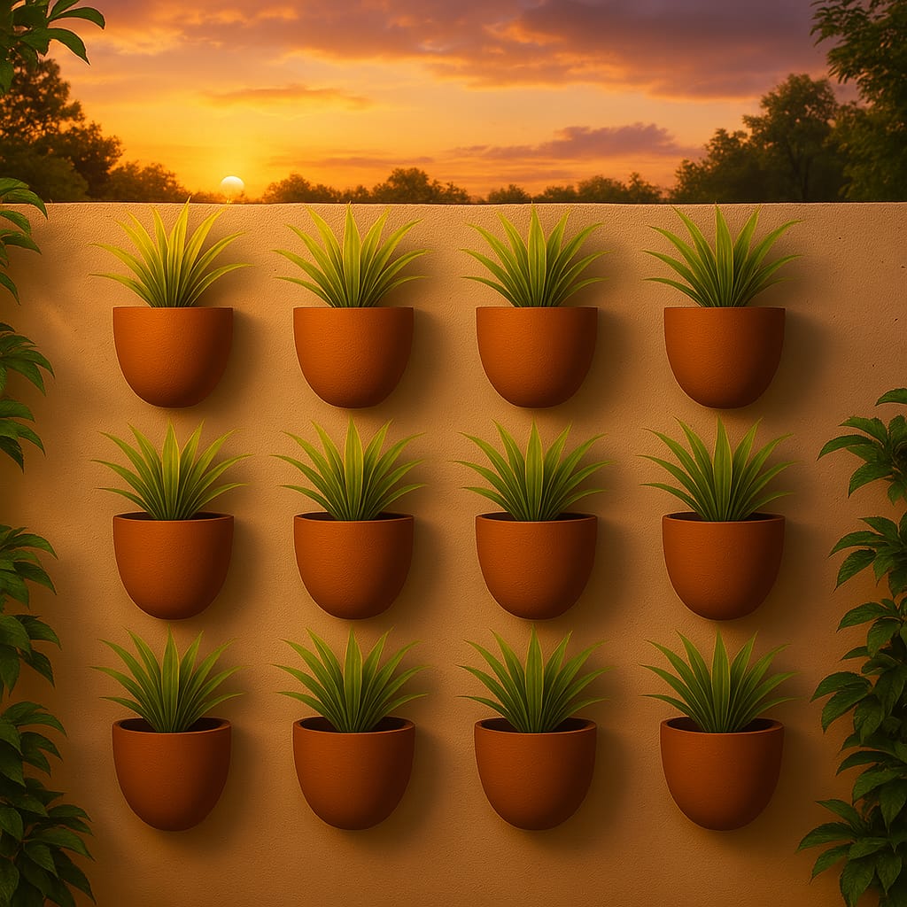 Hexane Wall Planter Small 4 Inch | Terracotta Hanging Wall Planter – Home & Garden on Brown Living™. SKU: PL28-12. Img 5.