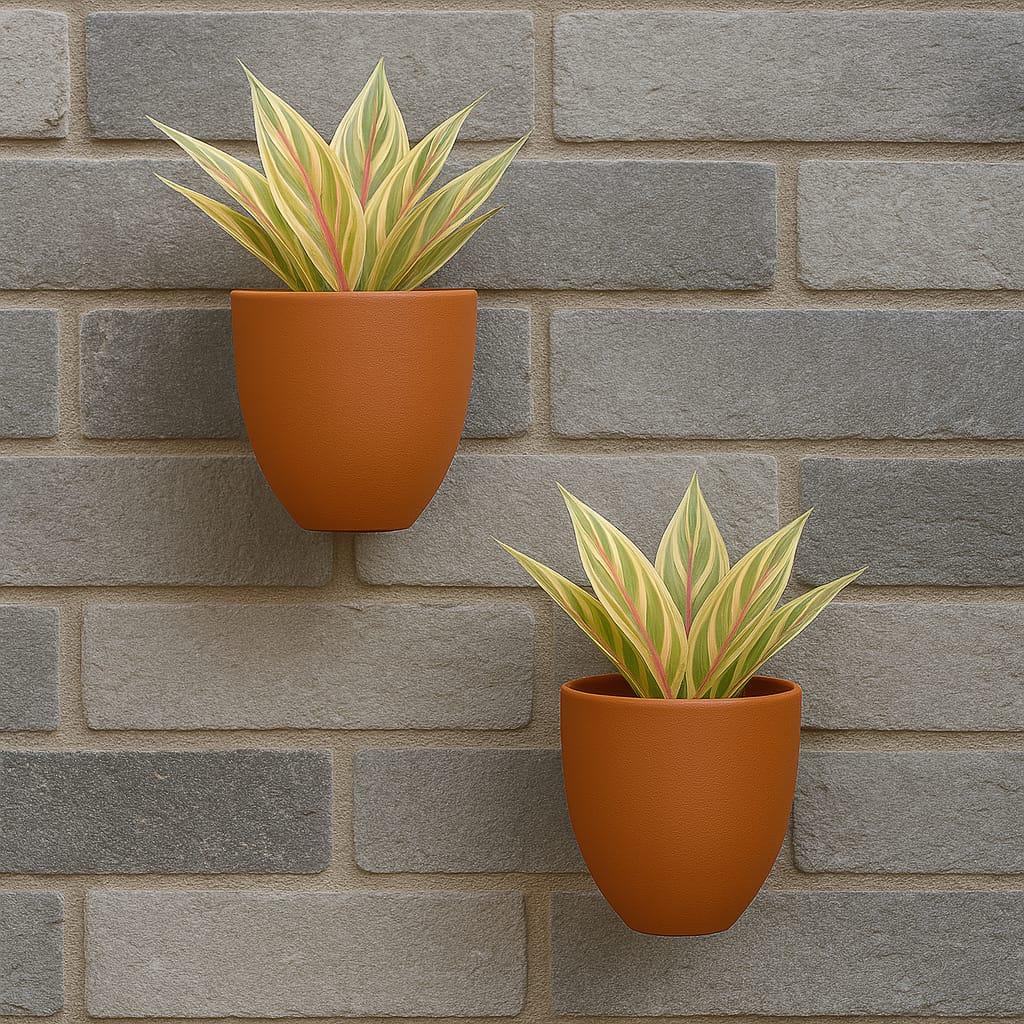 Hexane Wall Planter Small 4 Inch | Terracotta Hanging Wall Planter – Home & Garden on Brown Living™. SKU: PL28-2. Img 27.