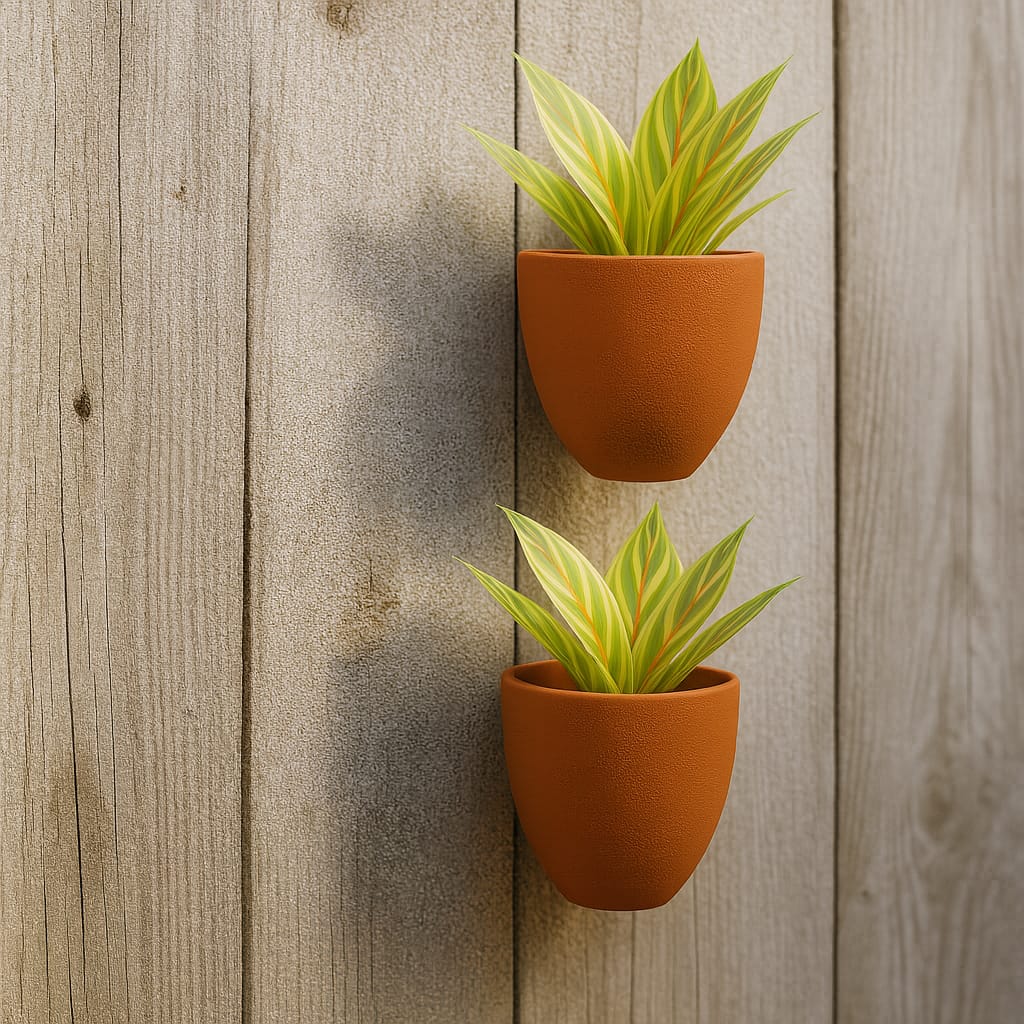 Hexane Wall Planter Small 4 Inch | Terracotta Hanging Wall Planter – Home & Garden on Brown Living™. SKU: PL28-2. Img 26.