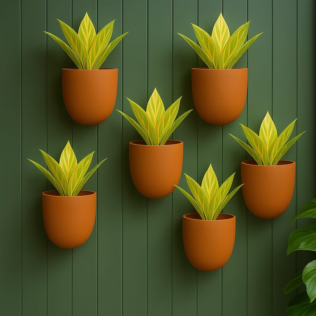 Hexane Wall Planter Small 4 Inch | Terracotta Hanging Wall Planter – Home & Garden on Brown Living™. SKU: PL28-6. Img 13.