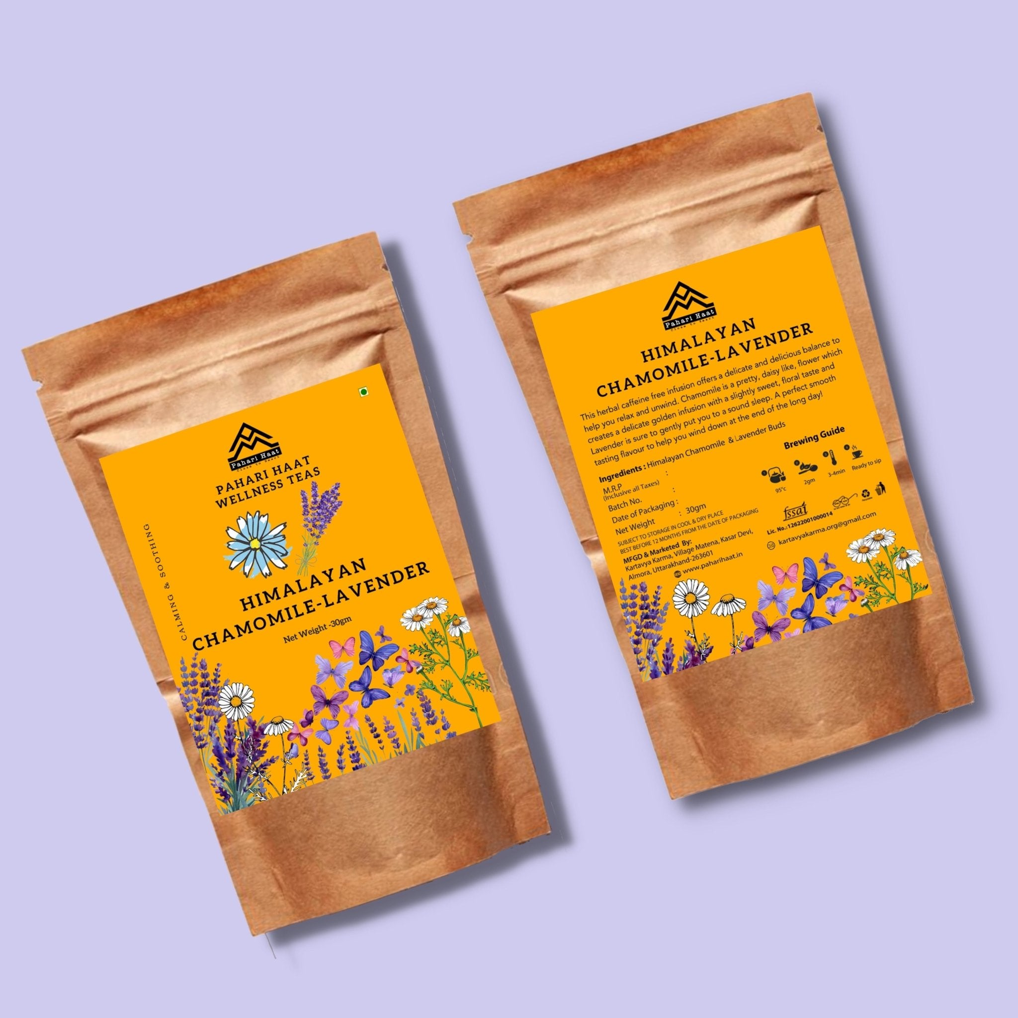 Himalayan Chamomile Lavender Tea – Relaxing Herbal Sleep Blend – Tea on Brown Living™. SKU: HCLV-30. Img 2.