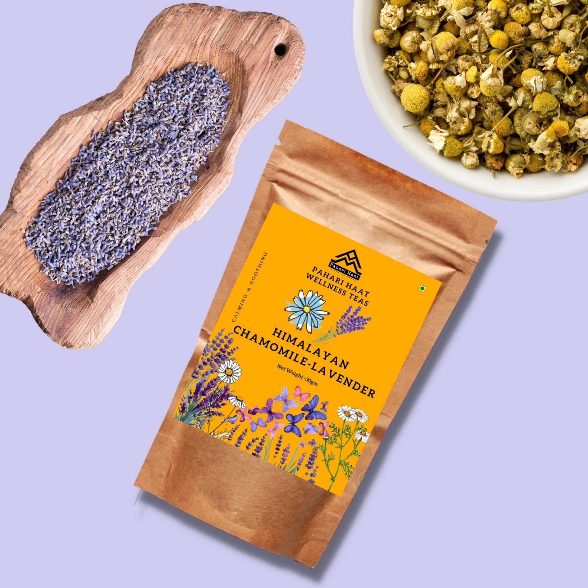 Himalayan Chamomile Lavender Tea – Relaxing Herbal Sleep Blend – Tea on Brown Living™. SKU: HCLV-30. Img 5.