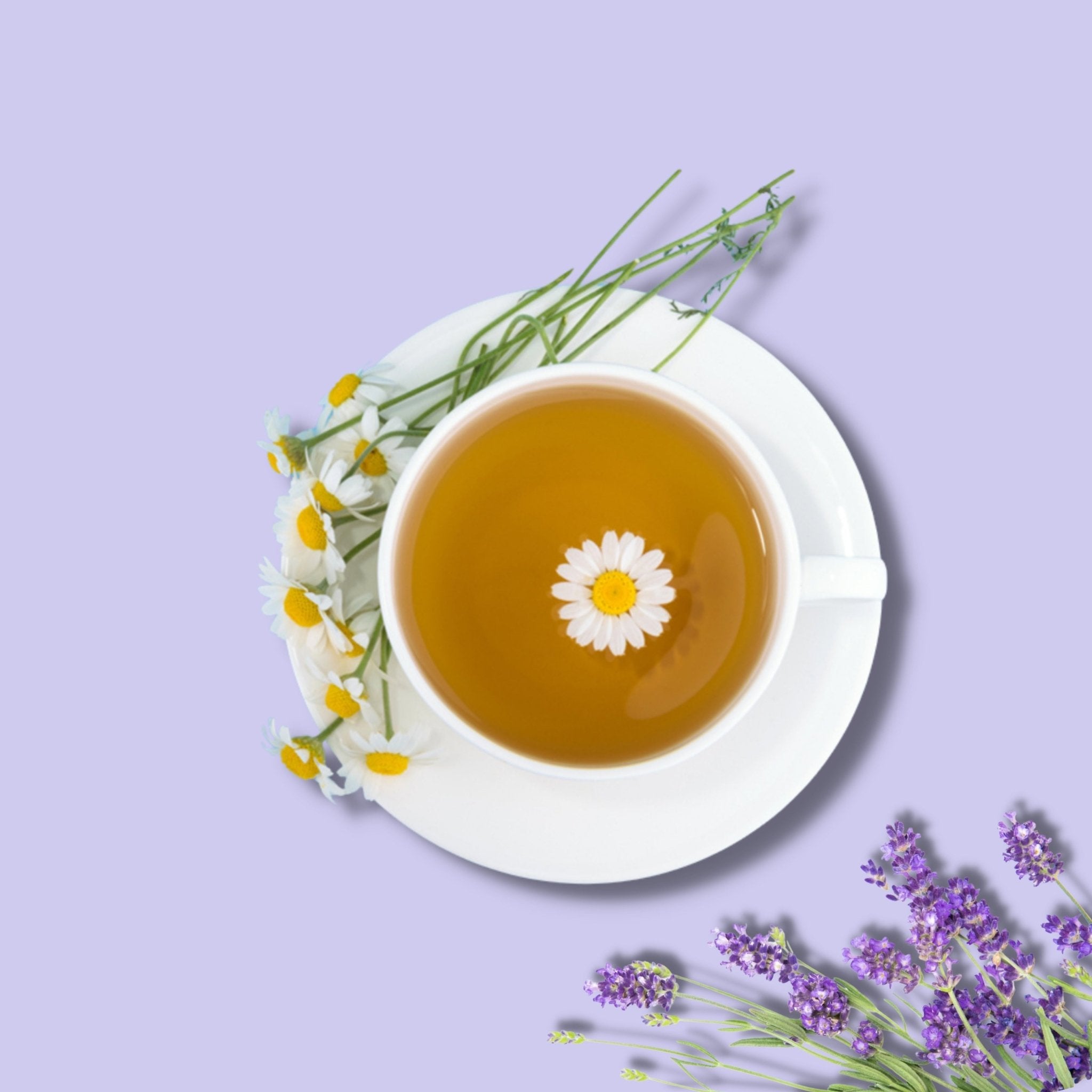 Himalayan Chamomile Lavender Tea – Relaxing Herbal Sleep Blend – Tea on Brown Living™. SKU: HCLV-30. Img 3.