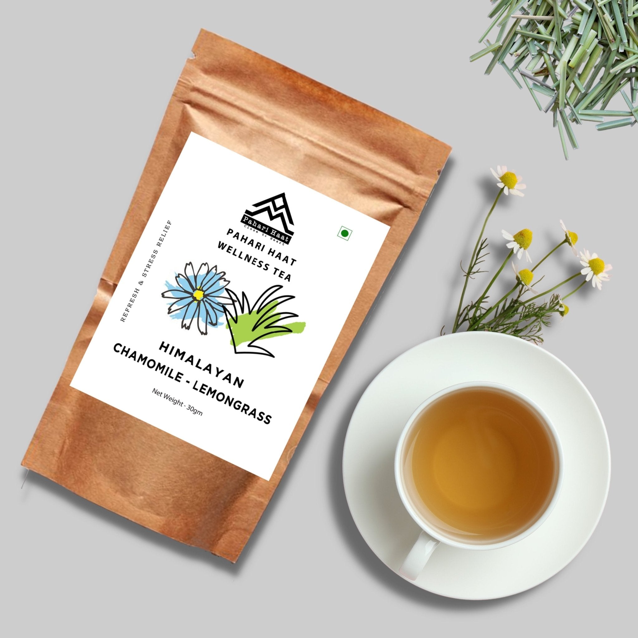 Himalayan Chamomile Lemongrass Tea – Calming Herbal Infusion – Tea on Brown Living™. SKU: HCLMN-30. Img 6.