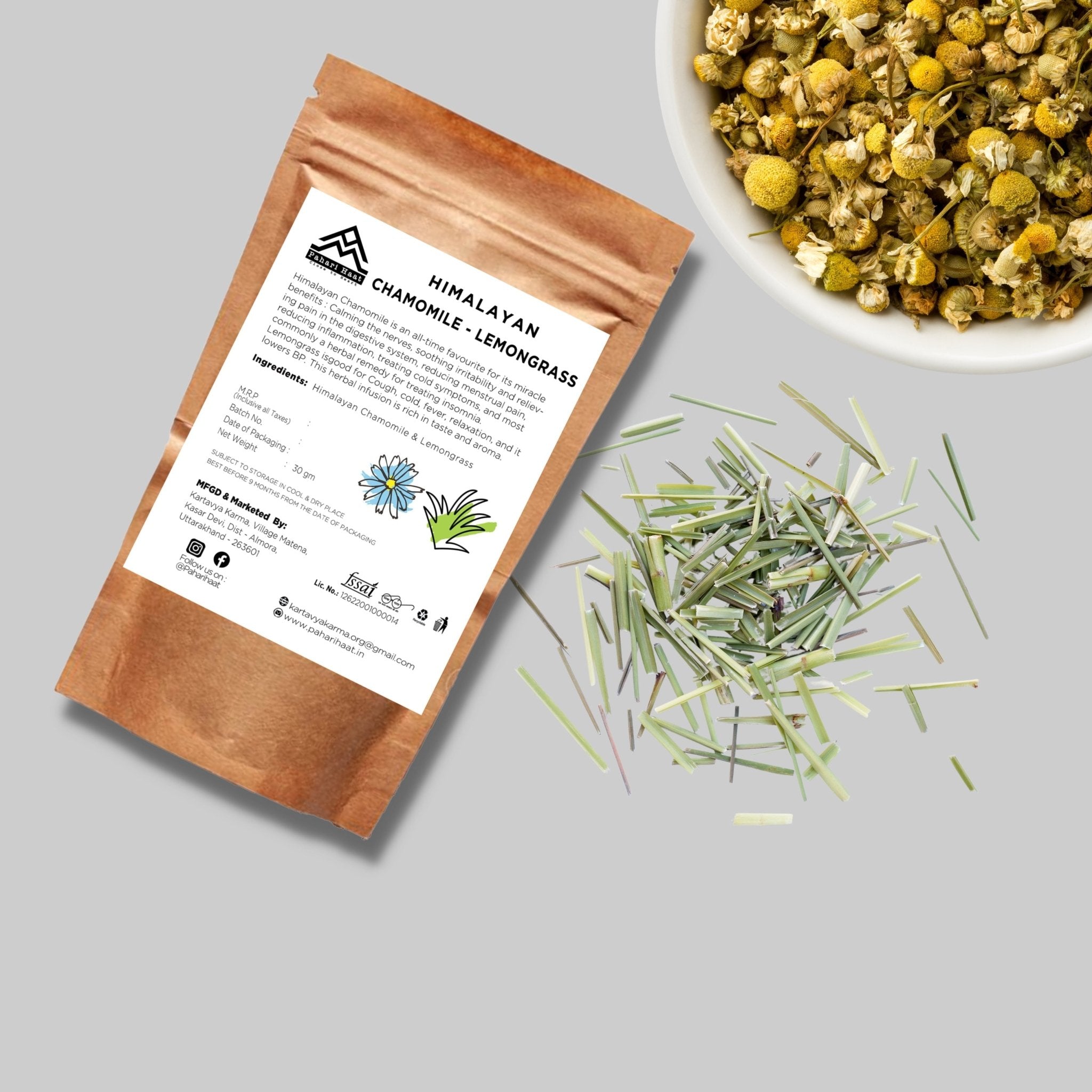 Himalayan Chamomile Lemongrass Tea – Calming Herbal Infusion – Tea on Brown Living™. SKU: HCLMN-30. Img 4.