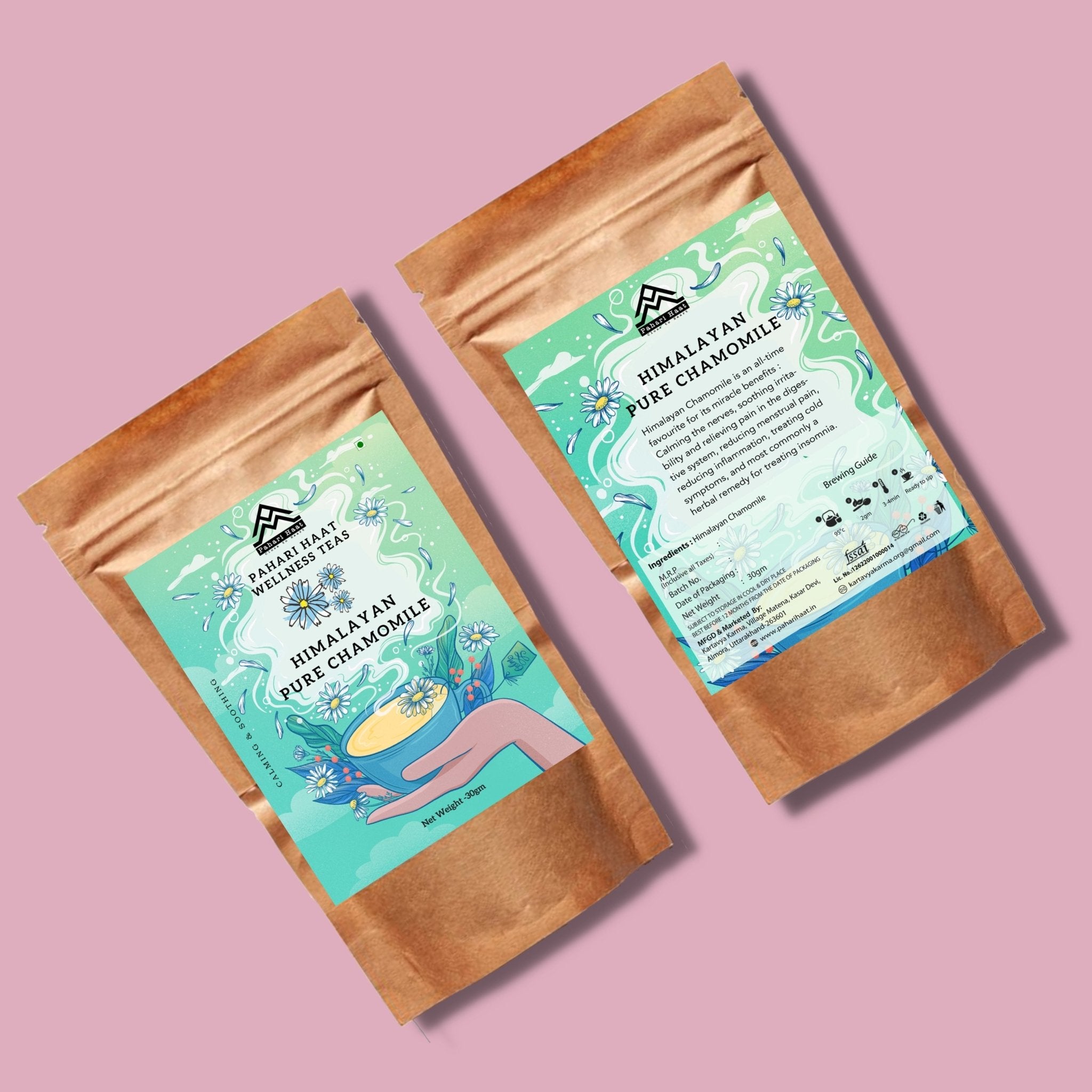 Himalayan Pure Chamomile Tea Natural Herbal Infusion – Tea on Brown Living™. SKU: HPC-30. Img 2.