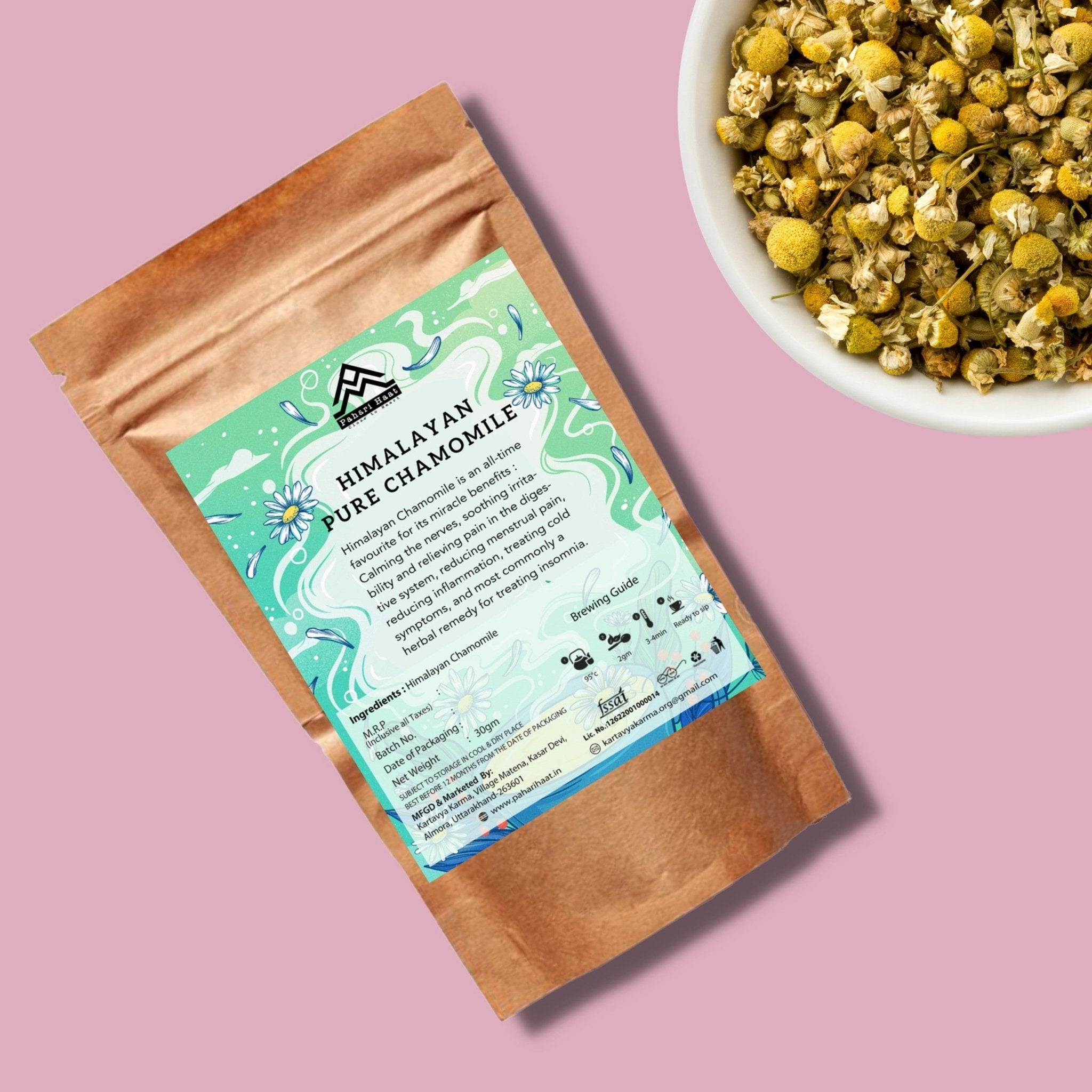 Himalayan Pure Chamomile Tea Natural Herbal Infusion – Tea on Brown Living™. SKU: HPC-30. Img 5.