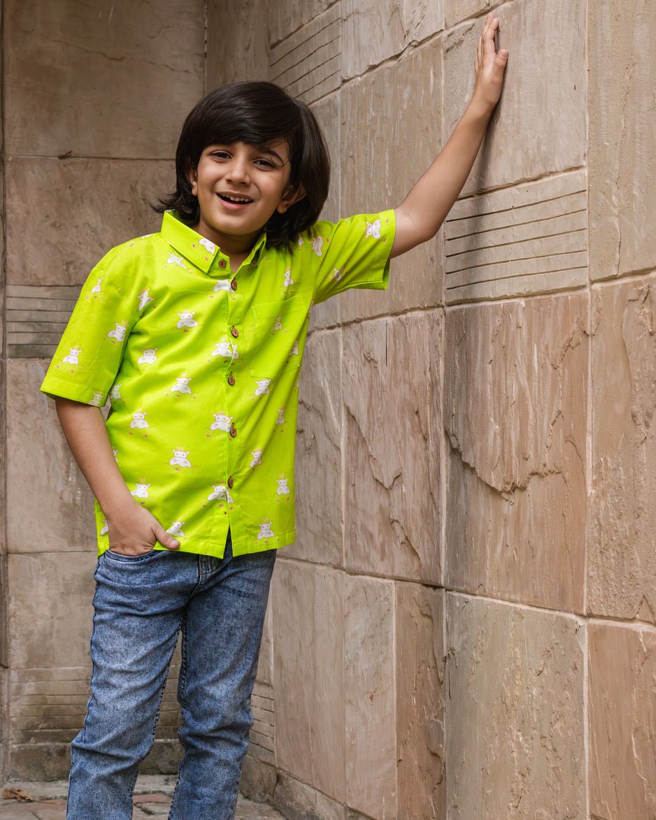 Hip Hip Hurray Shirt I Fun Spirited Cotton Shirt for Boys – Kids Daywear Sets on Brown Living™. SKU: ZBHPSA. Img 1.