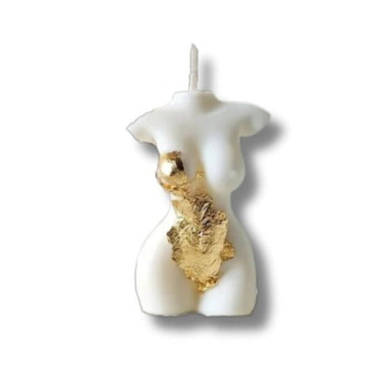 Homebody Soy Wax Candle Decorated in Gold - White – Candles & Fragrances on Brown Living™. SKU: HBG03503_N. Img 2.