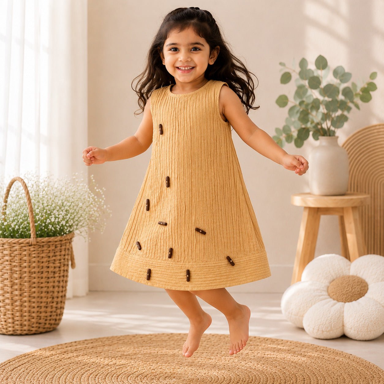 Honey Bloom Cotton Dress for Girls | Soft & Comfortable Kids Dress – Kids Frocks & Dresses on Brown Living™. SKU: TCC-SW26-21-A. Img 5.